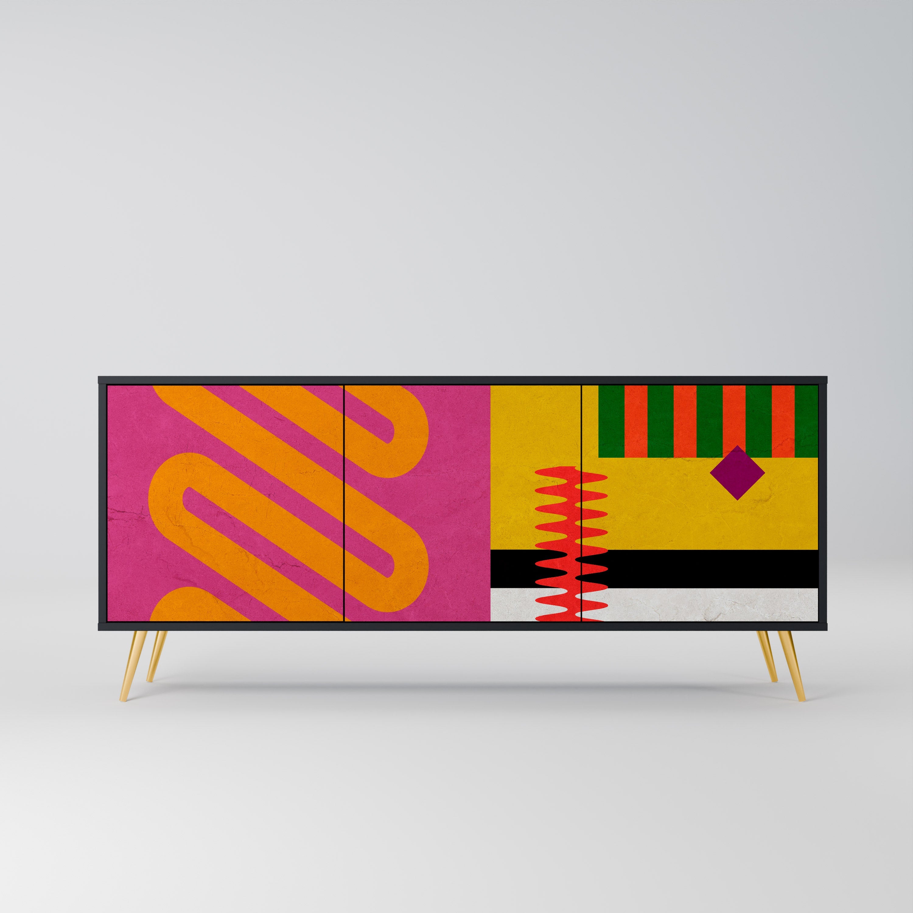 VIVID ART 3-türiges Sideboard in Schwarz