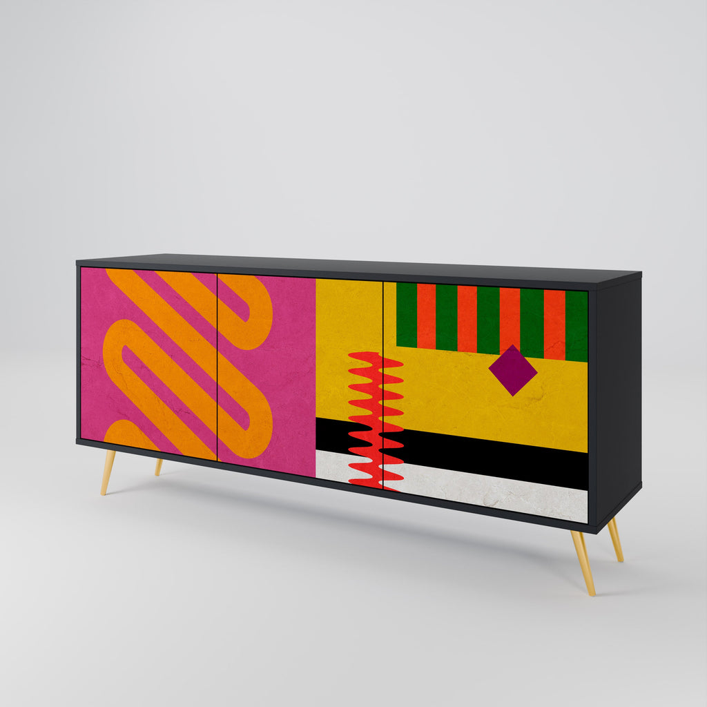 VIVID ART 3-türiges Sideboard in Schwarz