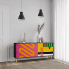 VIVID ART 3-Door Sideboard in Black Finish