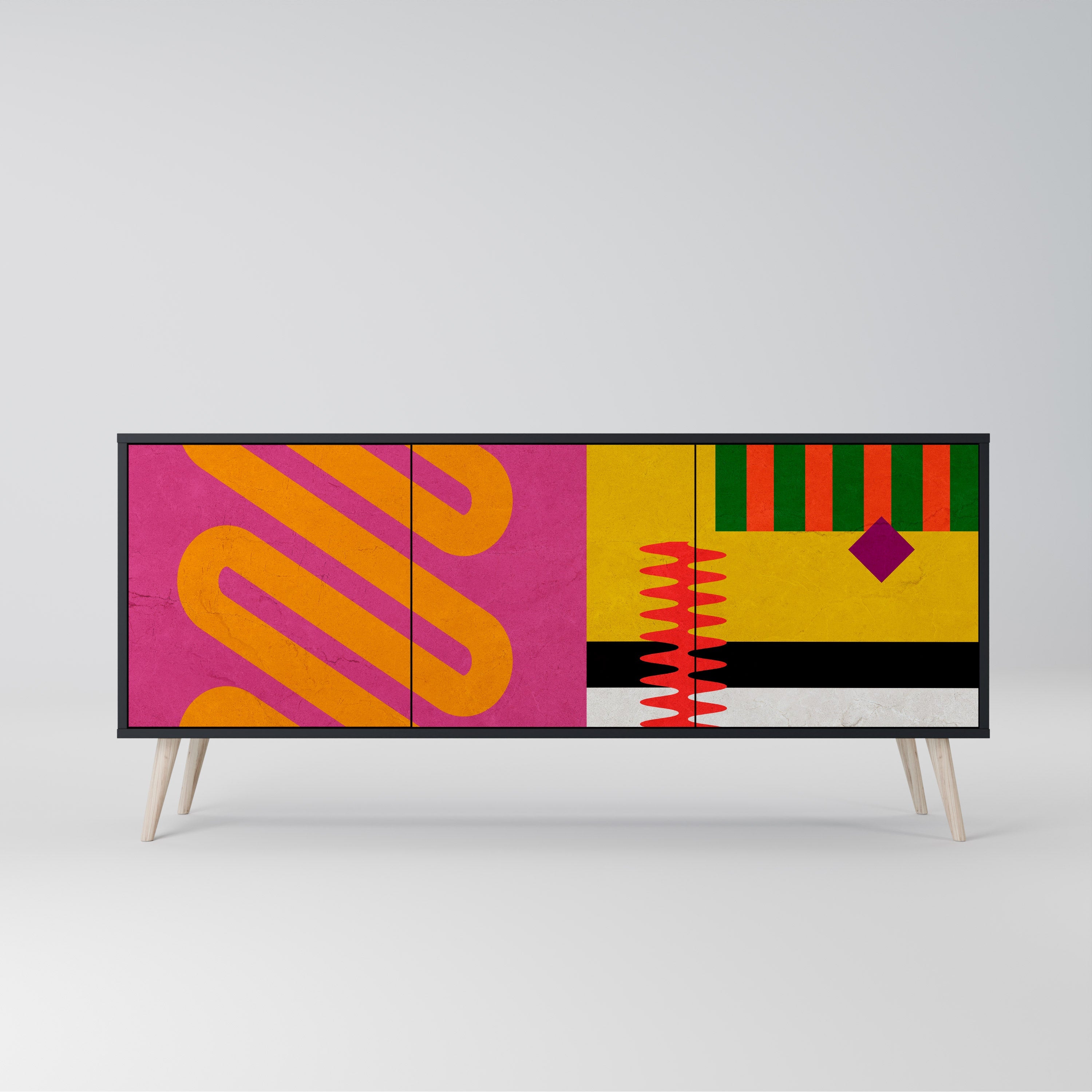 VIVID ART 3-türiges Sideboard in Schwarz