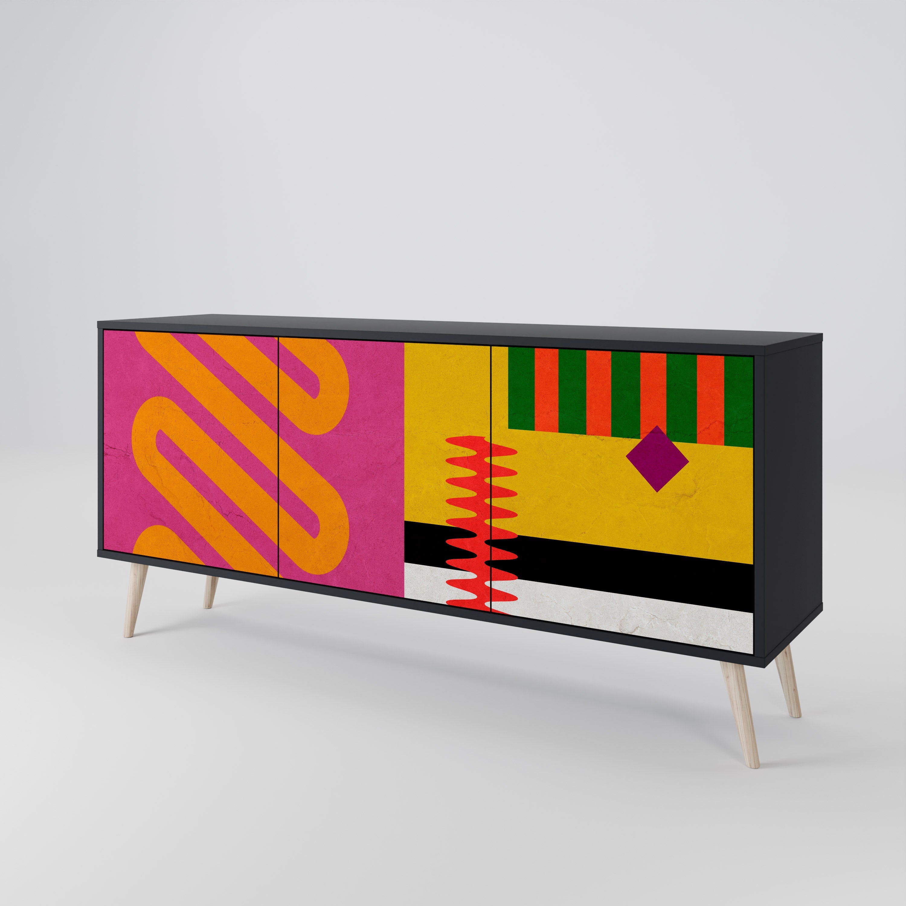 VIVID ART 3-türiges Sideboard in Schwarz