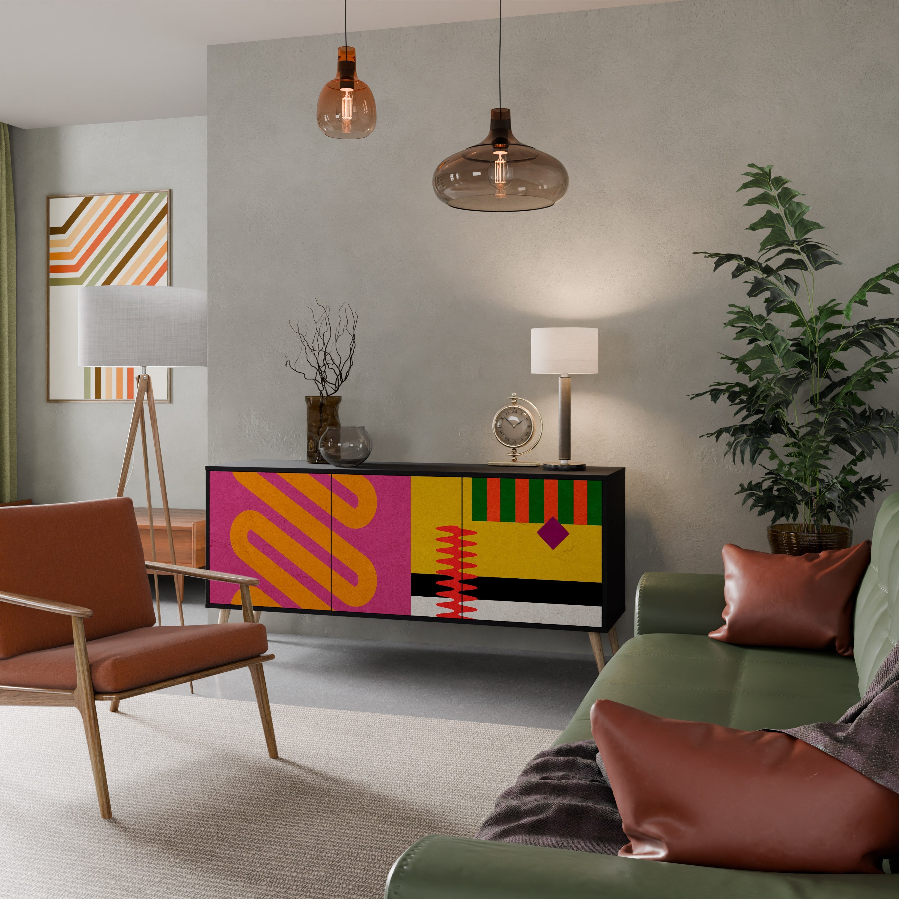 VIVID ART 3-türiges Sideboard in Schwarz