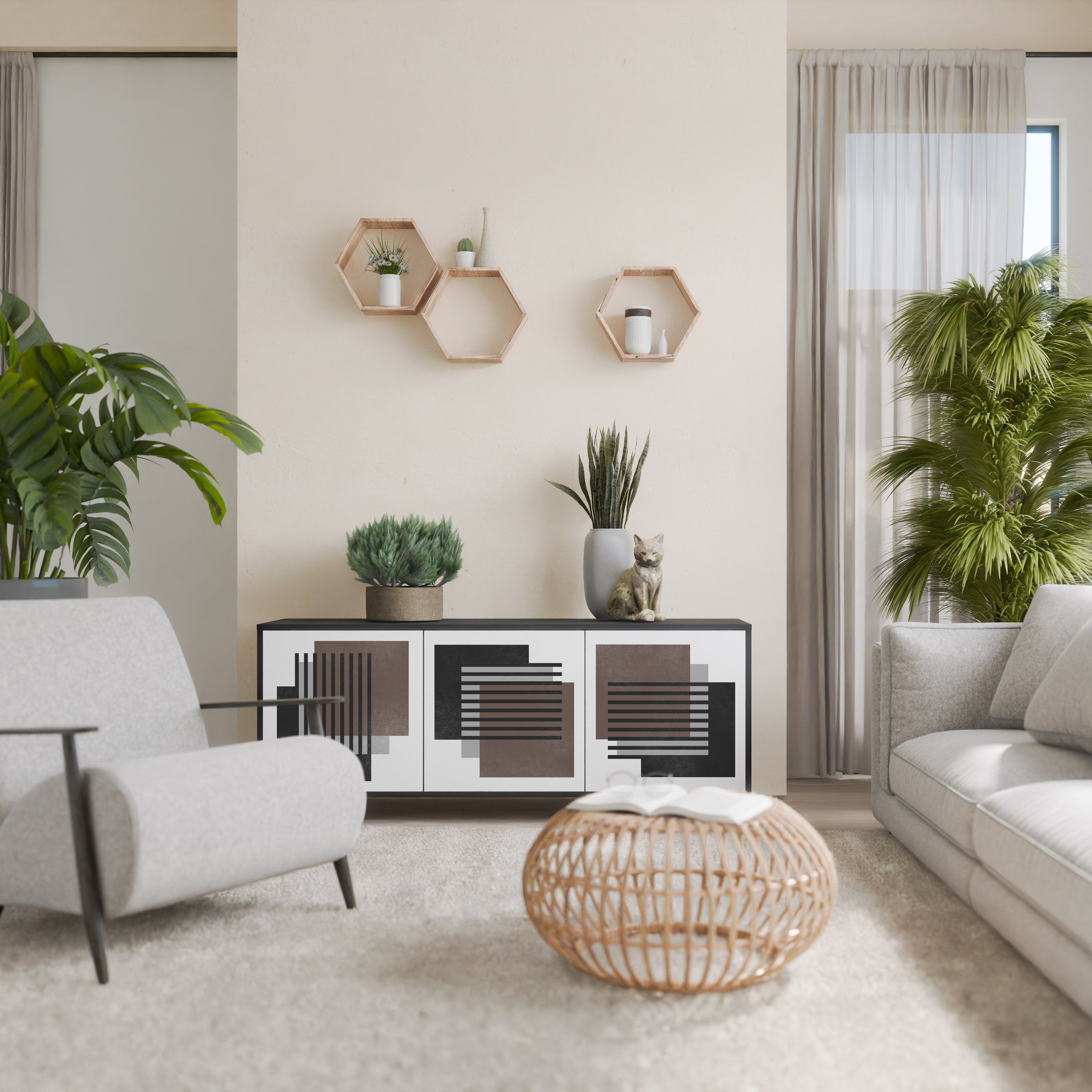 SHADOW SYNCHRONY Sideboard mit 3 Türen in Schwarz