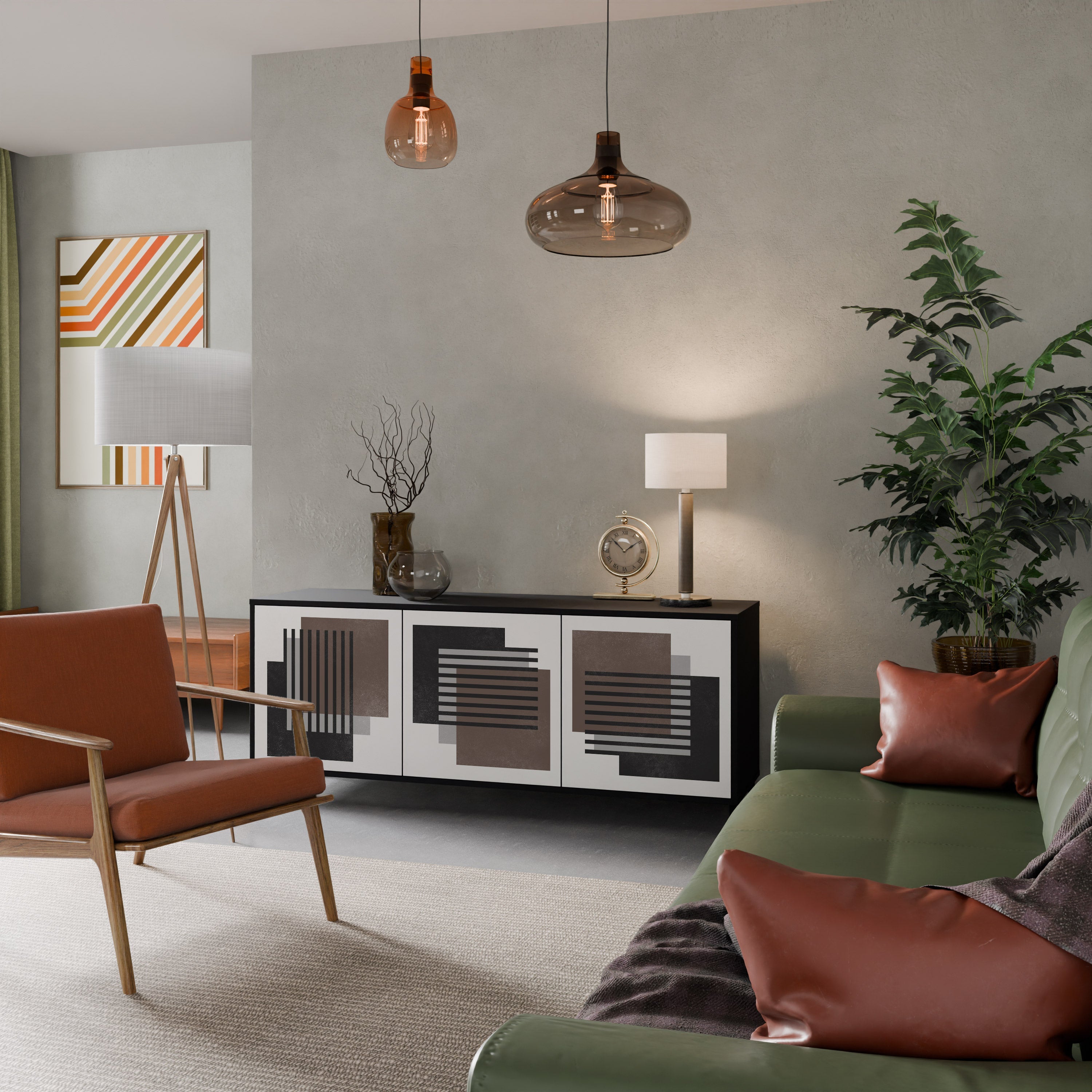 SHADOW SYNCHRONY Sideboard mit 3 Türen in Schwarz
