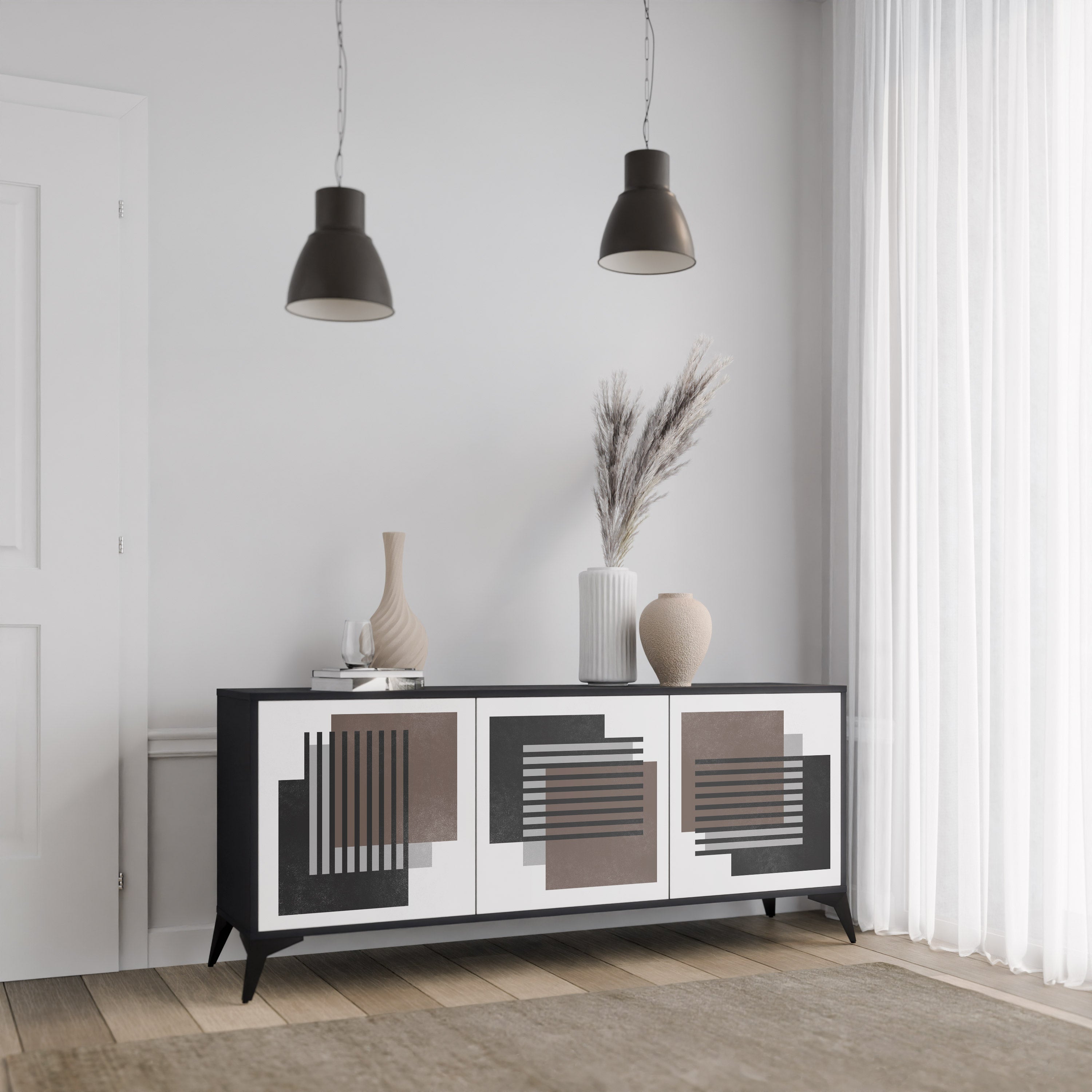 SHADOW SYNCHRONY Sideboard mit 3 Türen in Schwarz