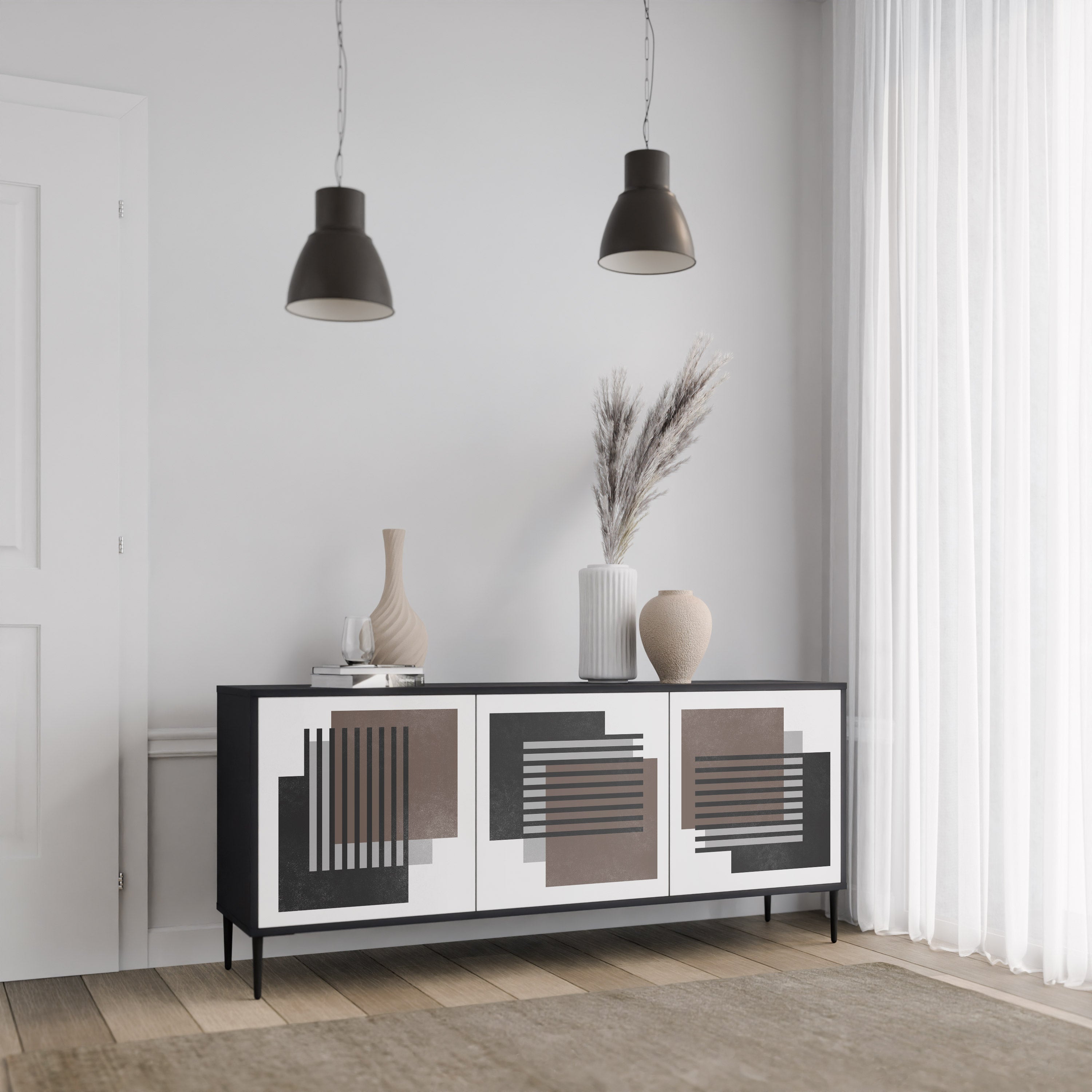 SHADOW SYNCHRONY Sideboard mit 3 Türen in Schwarz