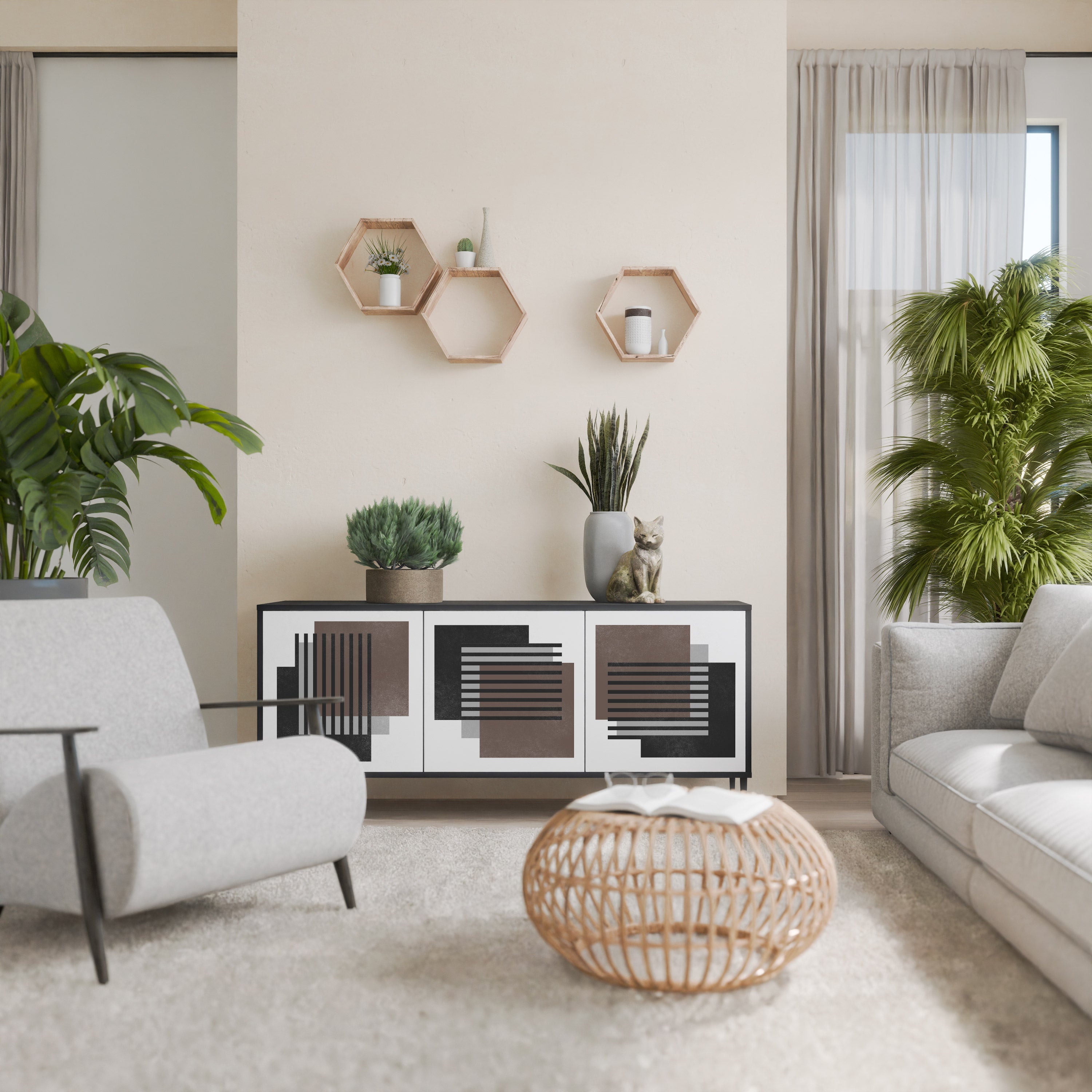SHADOW SYNCHRONY Sideboard mit 3 Türen in Schwarz