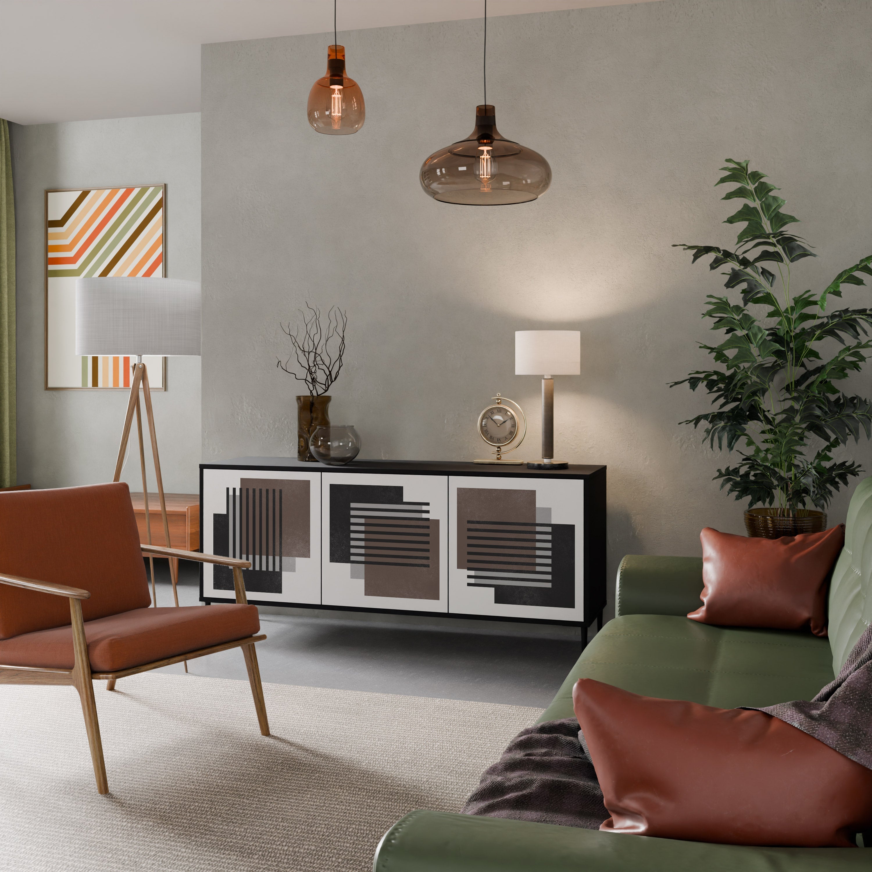 SHADOW SYNCHRONY Sideboard mit 3 Türen in Schwarz