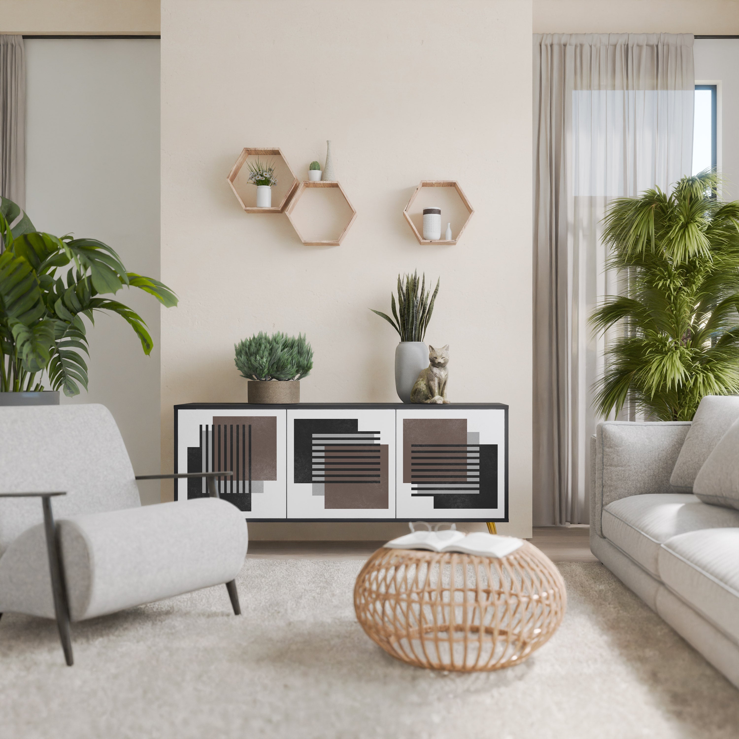 SHADOW SYNCHRONY Sideboard mit 3 Türen in Schwarz