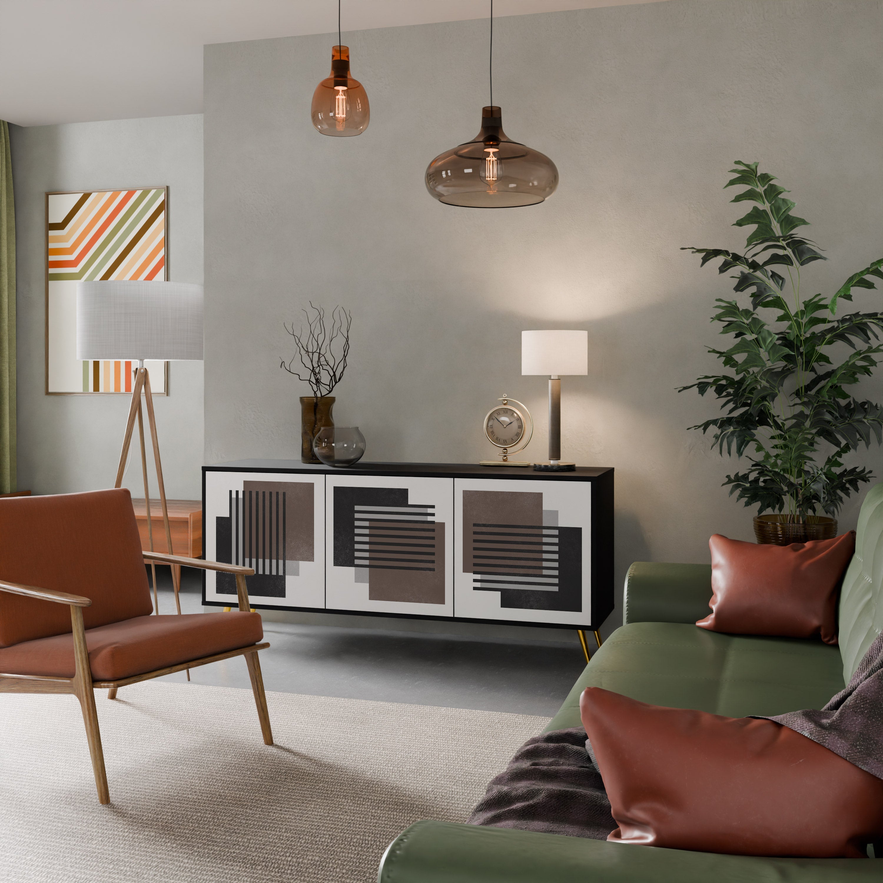 SHADOW SYNCHRONY Sideboard mit 3 Türen in Schwarz