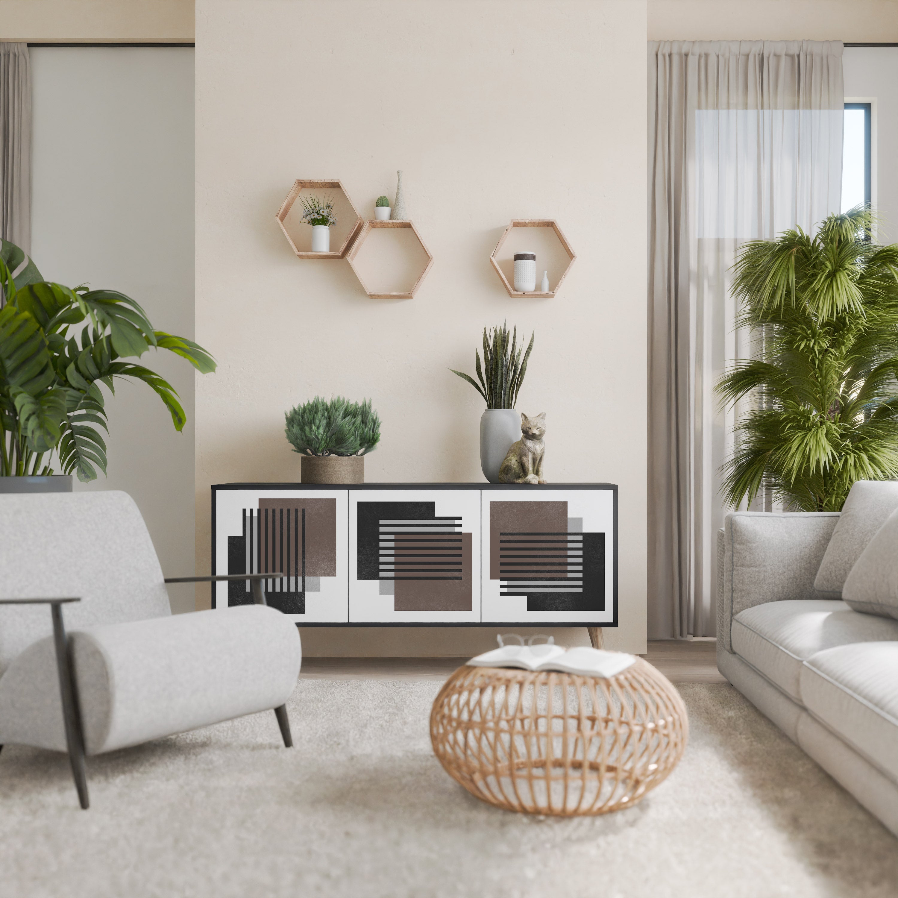 SHADOW SYNCHRONY Sideboard mit 3 Türen in Schwarz