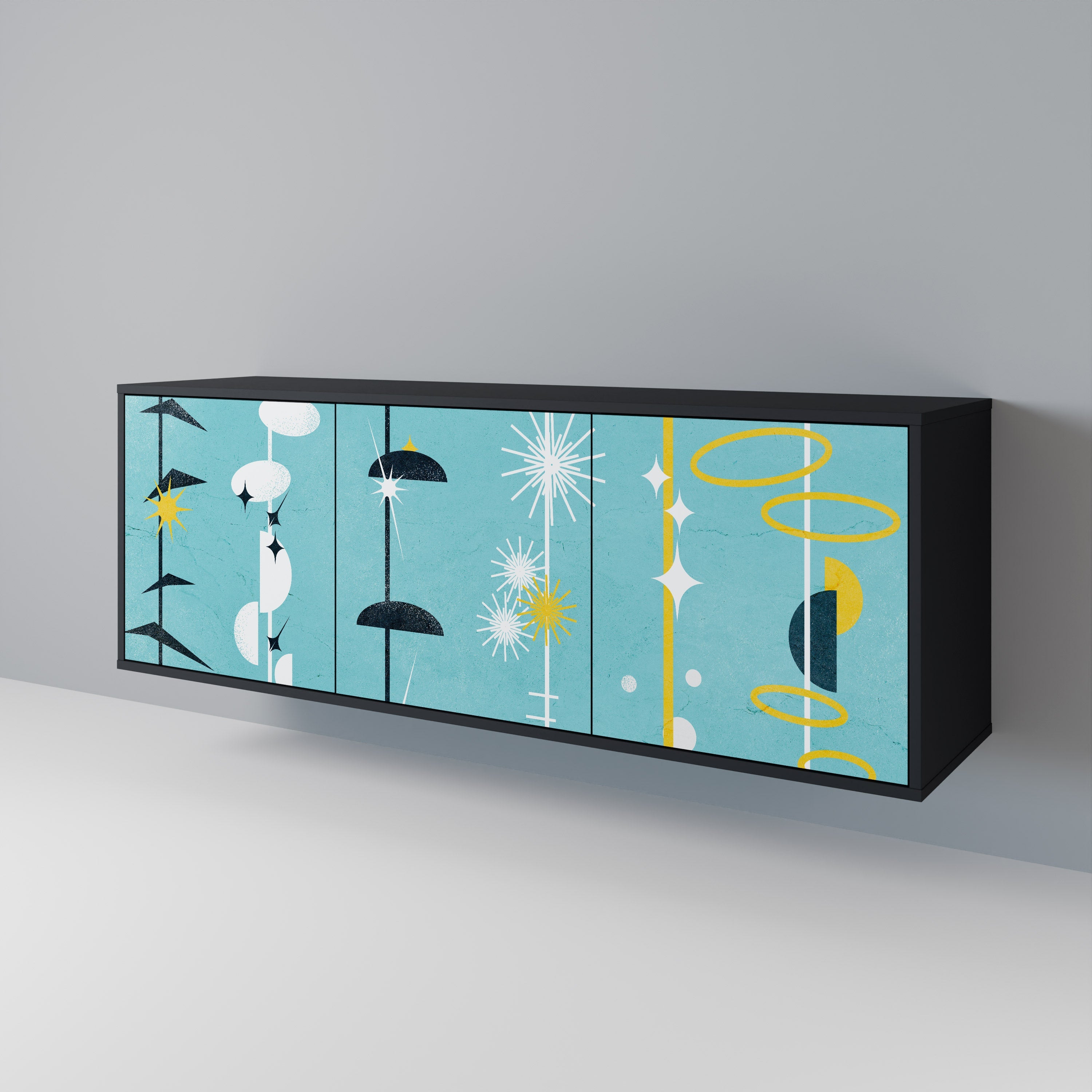 PATHS TO HAPPINESS 3-türiges Sideboard in Schwarz