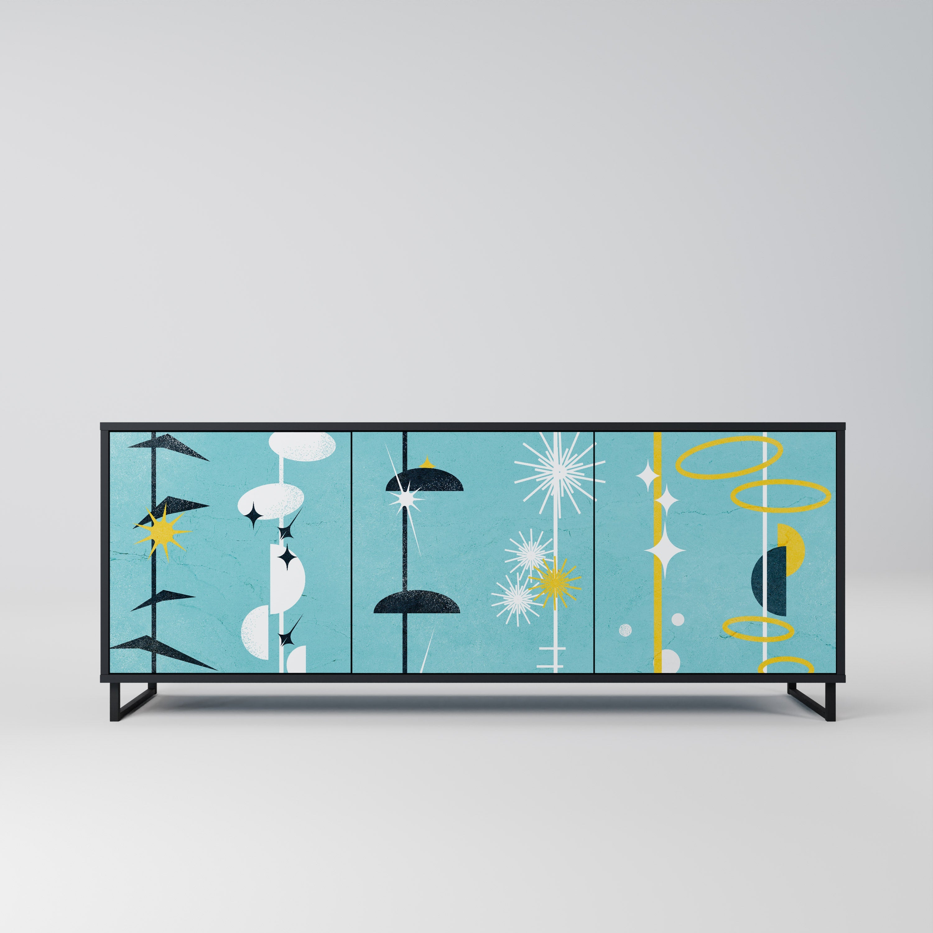 PATHS TO HAPPINESS 3-türiges Sideboard in Schwarz