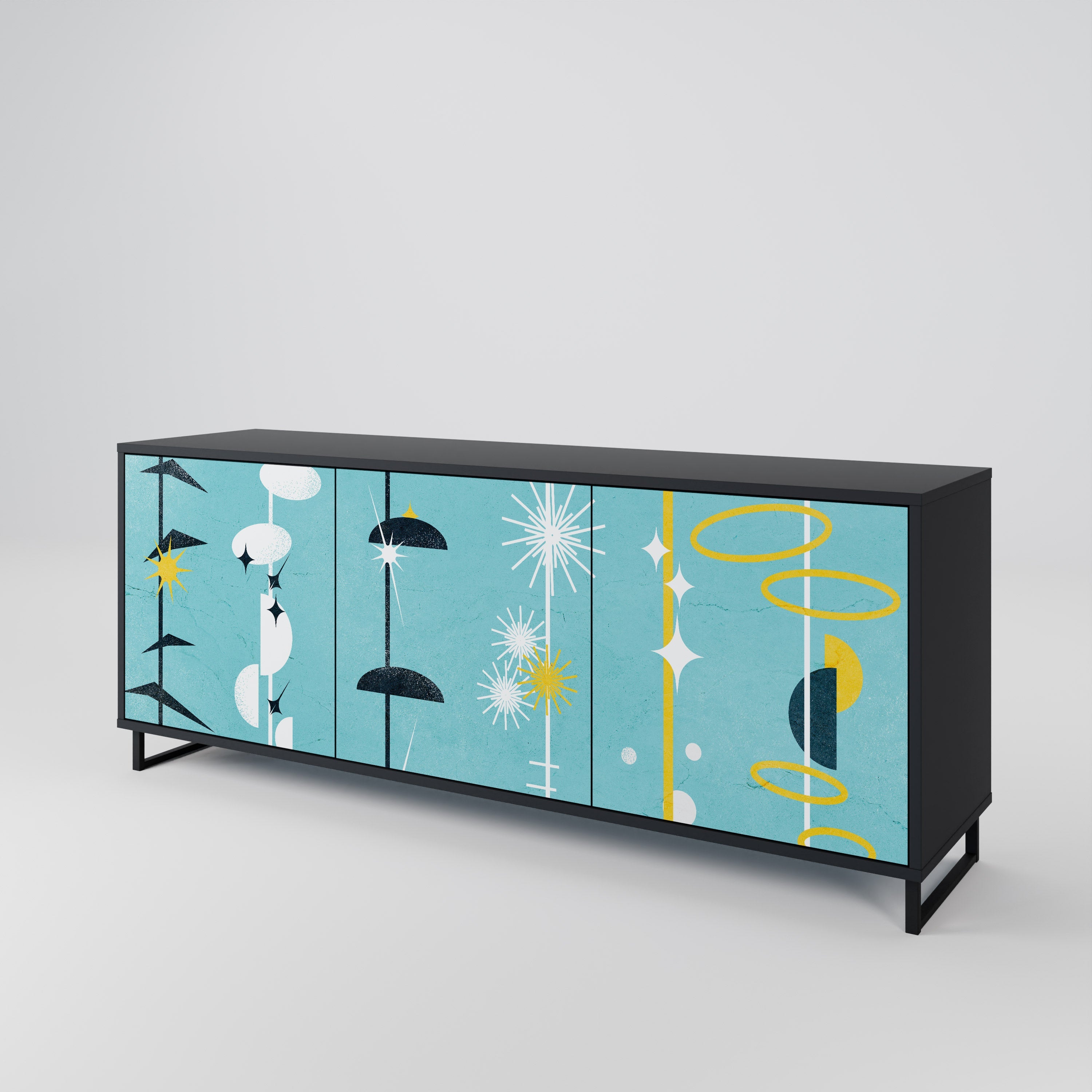 PATHS TO HAPPINESS 3-türiges Sideboard in Schwarz