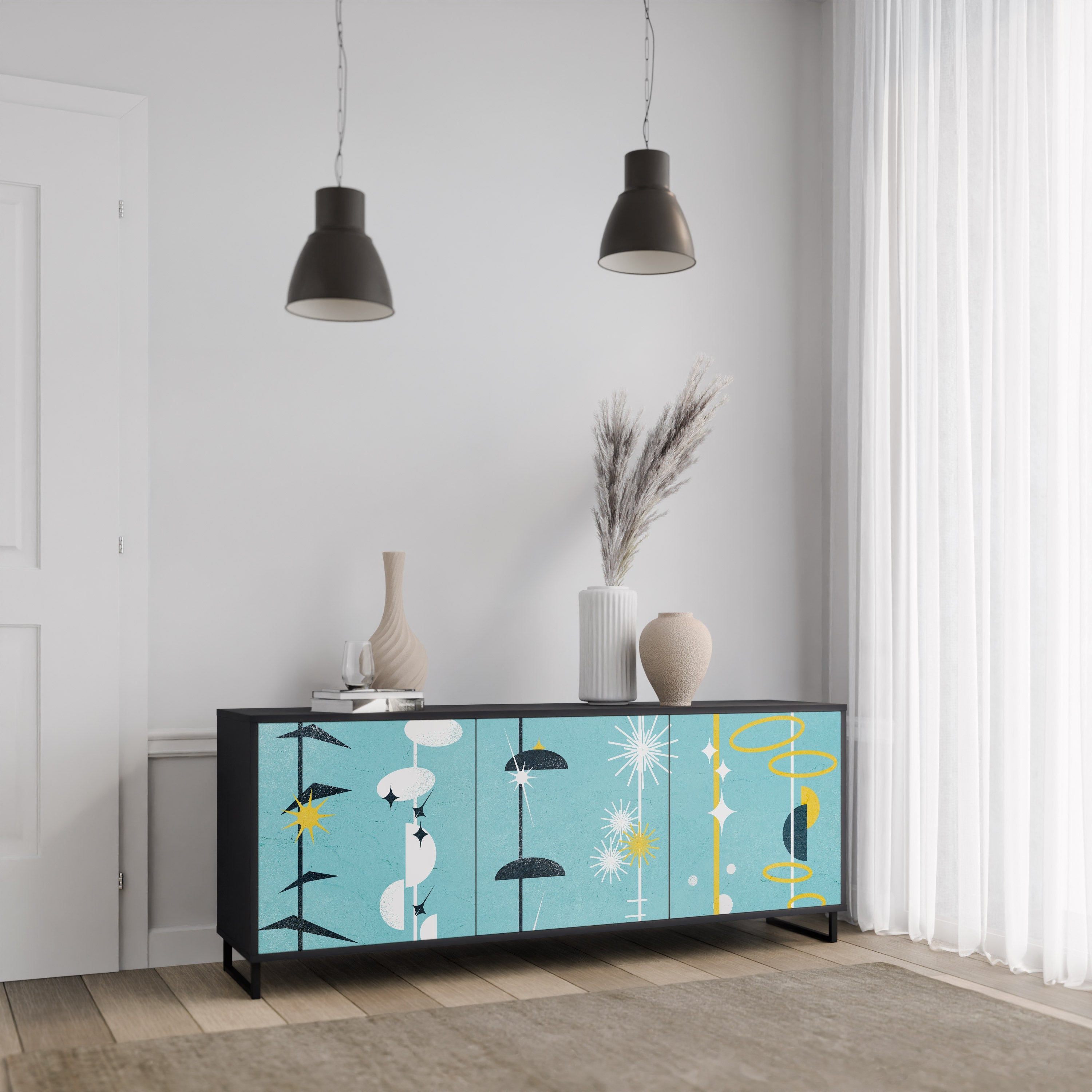 PATHS TO HAPPINESS 3-türiges Sideboard in Schwarz