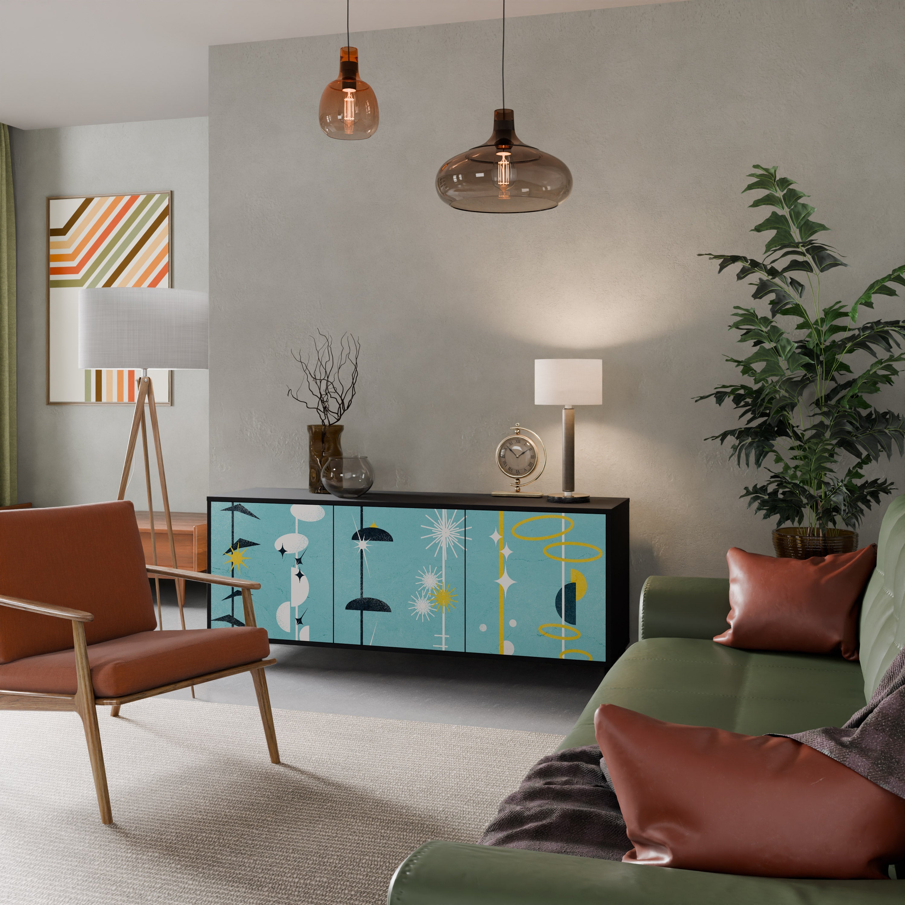 PATHS TO HAPPINESS 3-türiges Sideboard in Schwarz