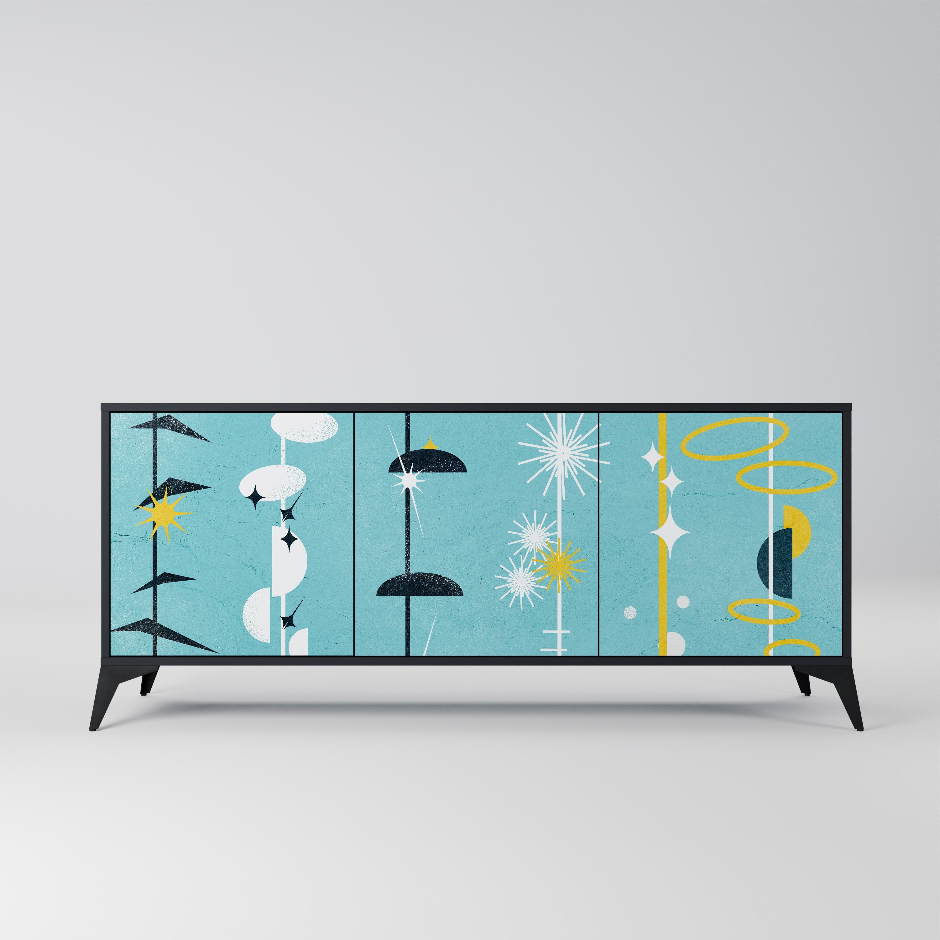 PATHS TO HAPPINESS 3-türiges Sideboard in Schwarz