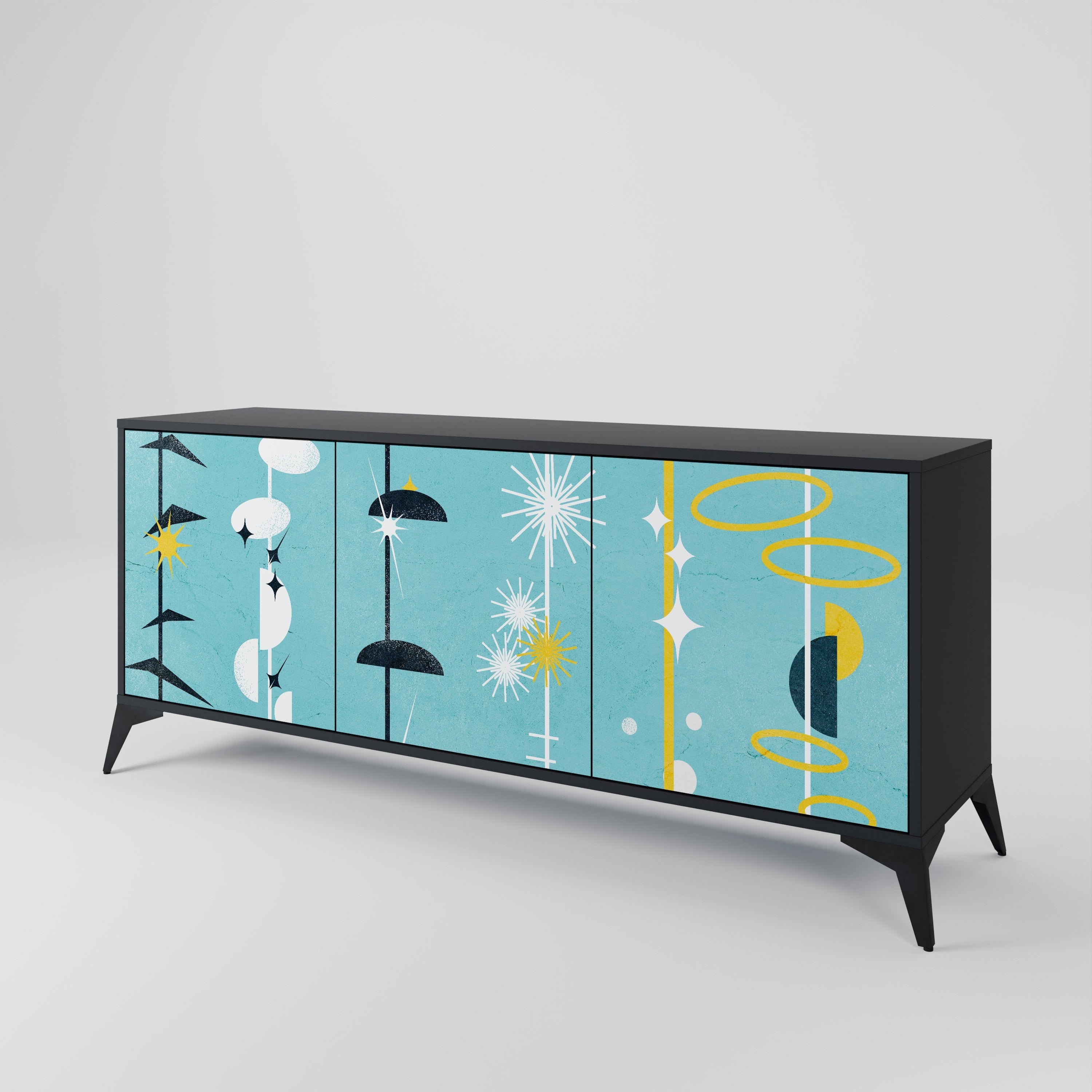 PATHS TO HAPPINESS 3-türiges Sideboard in Schwarz