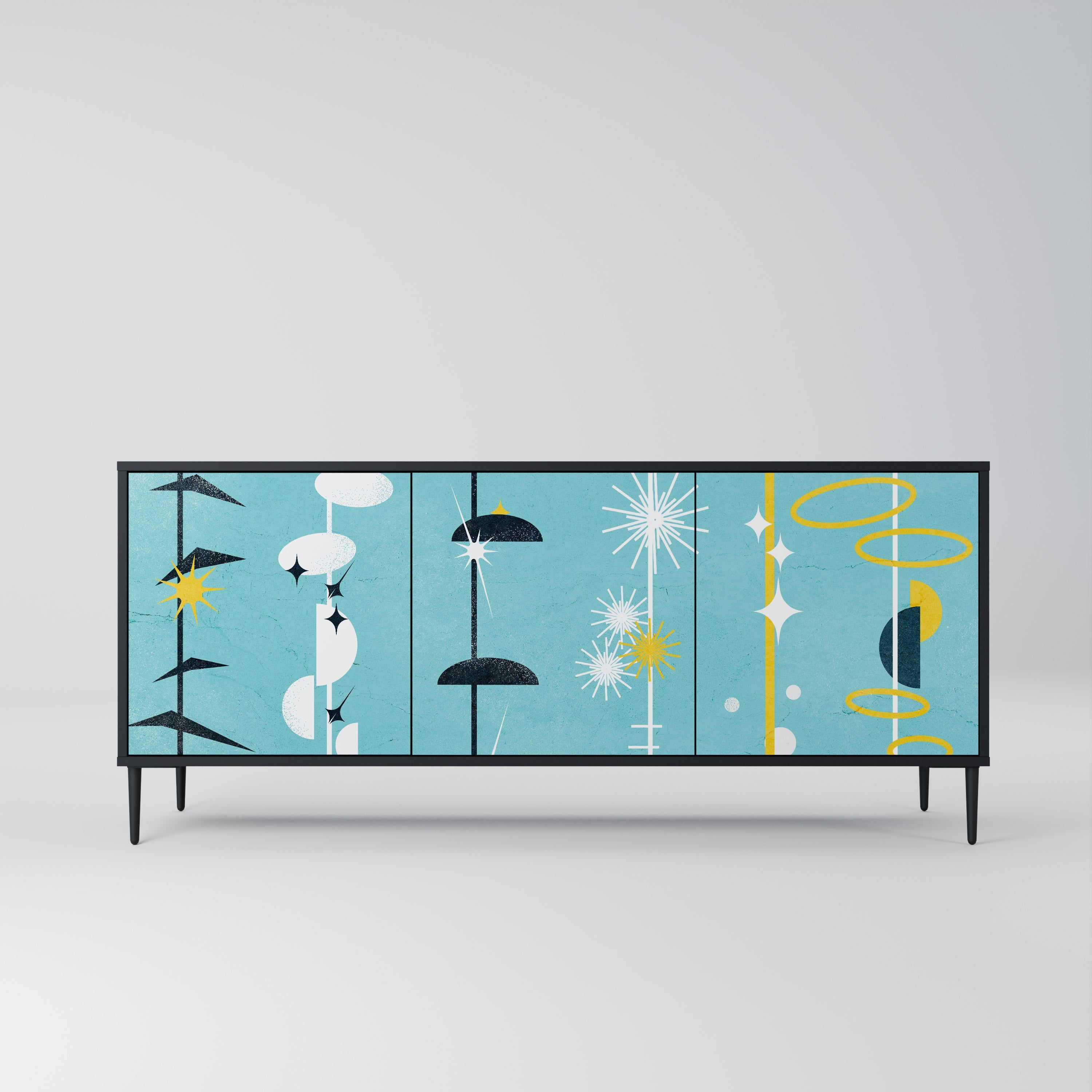 PATHS TO HAPPINESS 3-türiges Sideboard in Schwarz