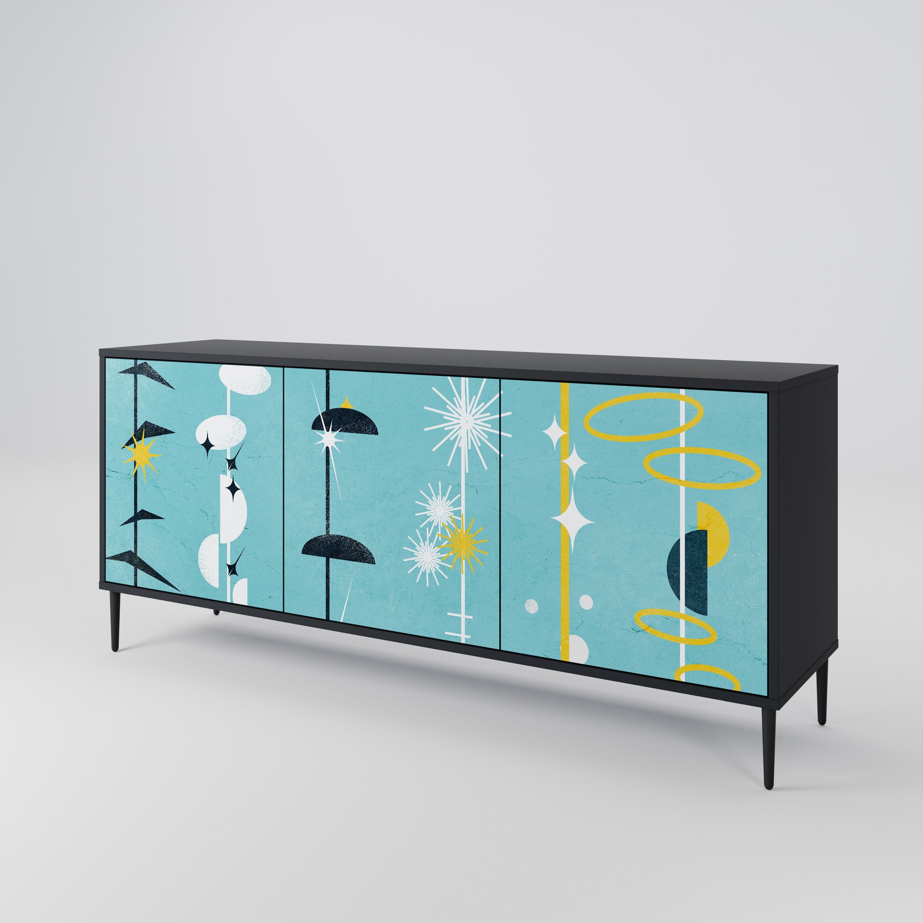 PATHS TO HAPPINESS 3-türiges Sideboard in Schwarz