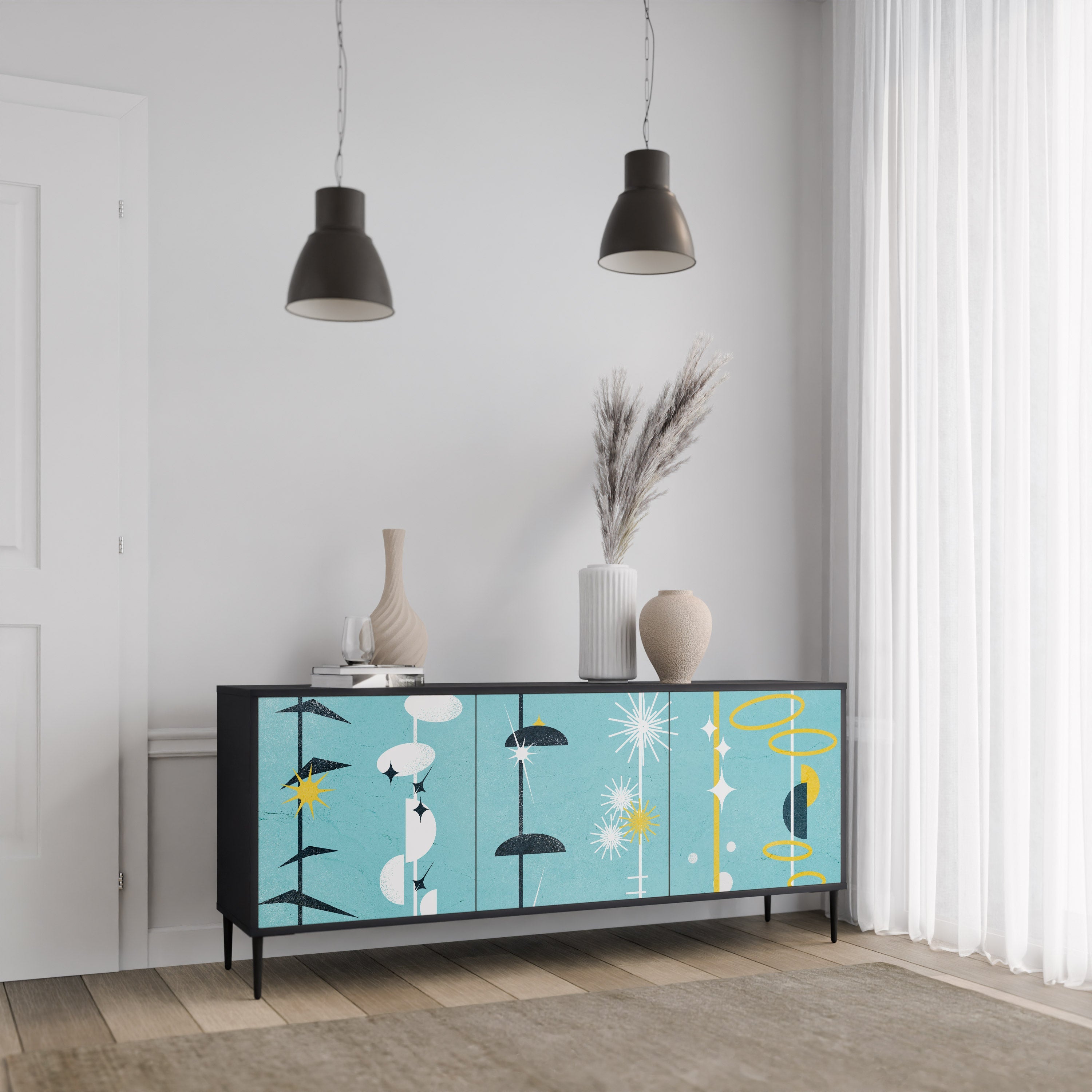 PATHS TO HAPPINESS 3-türiges Sideboard in Schwarz