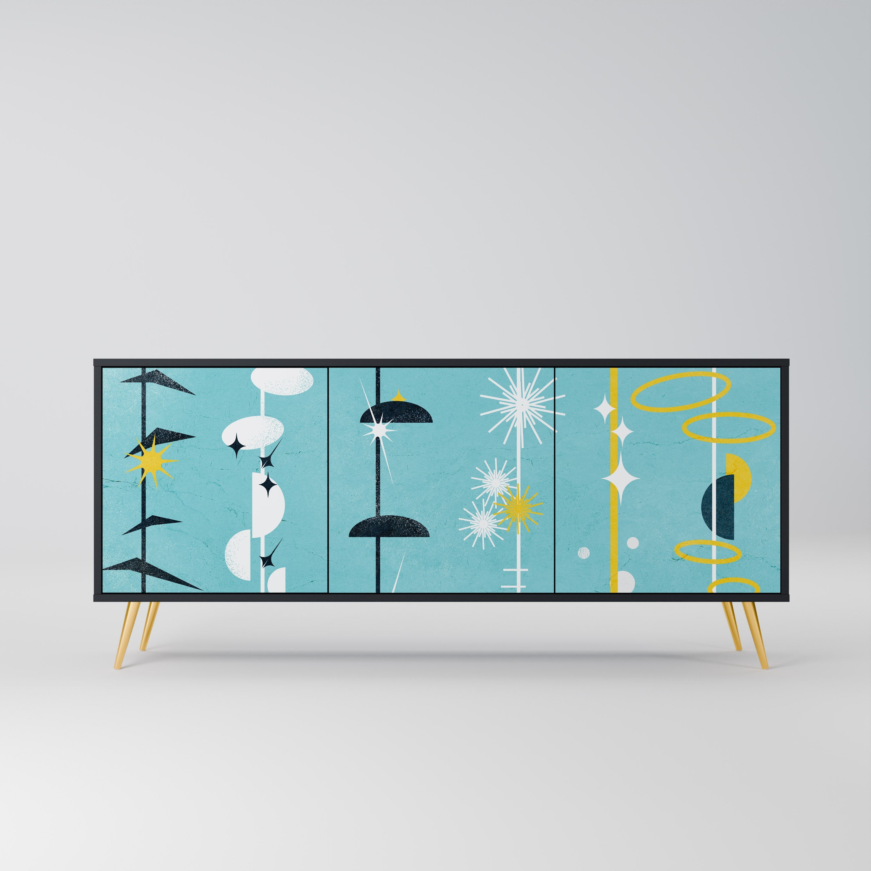 PATHS TO HAPPINESS 3-türiges Sideboard in Schwarz