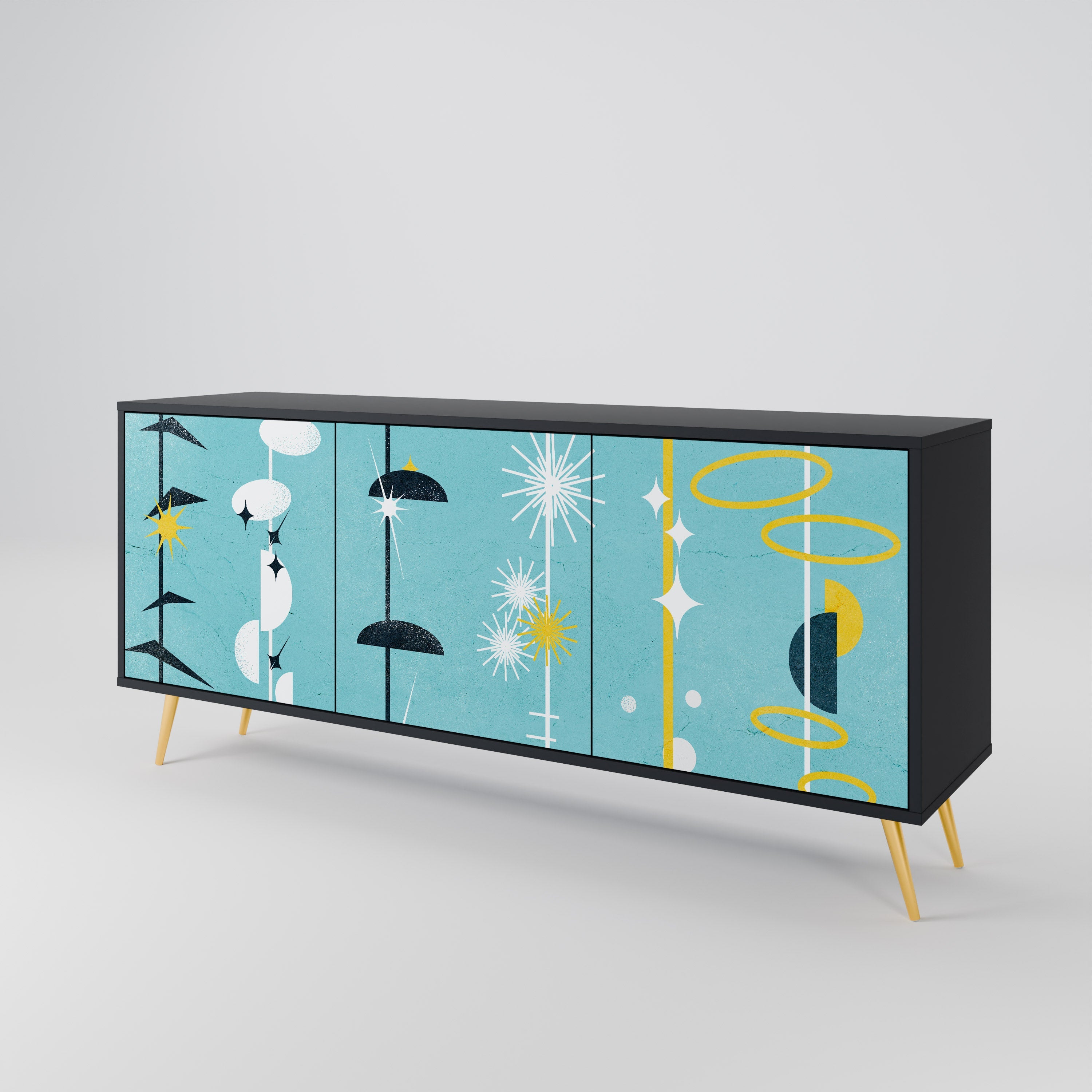 PATHS TO HAPPINESS 3-türiges Sideboard in Schwarz