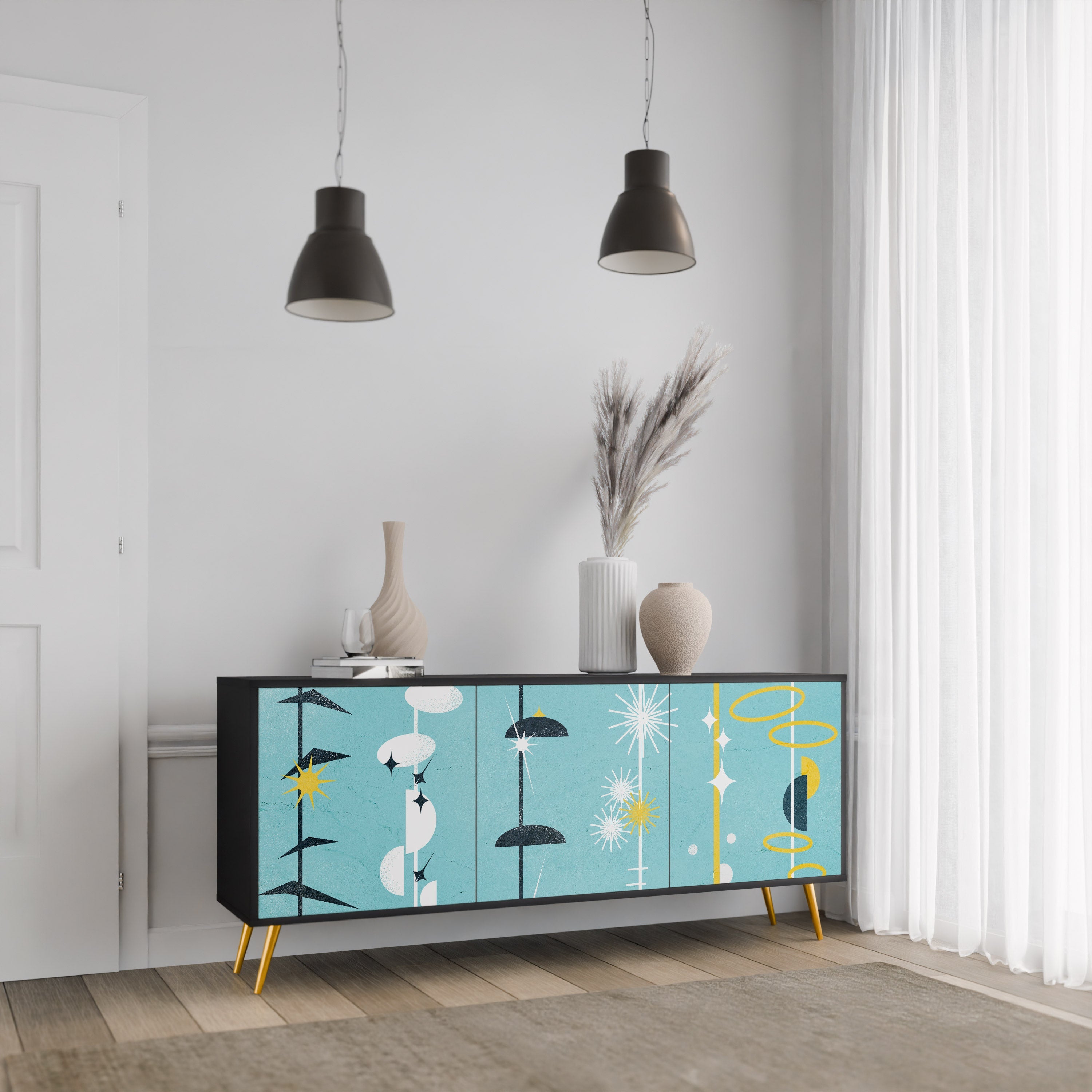 PATHS TO HAPPINESS 3-türiges Sideboard in Schwarz