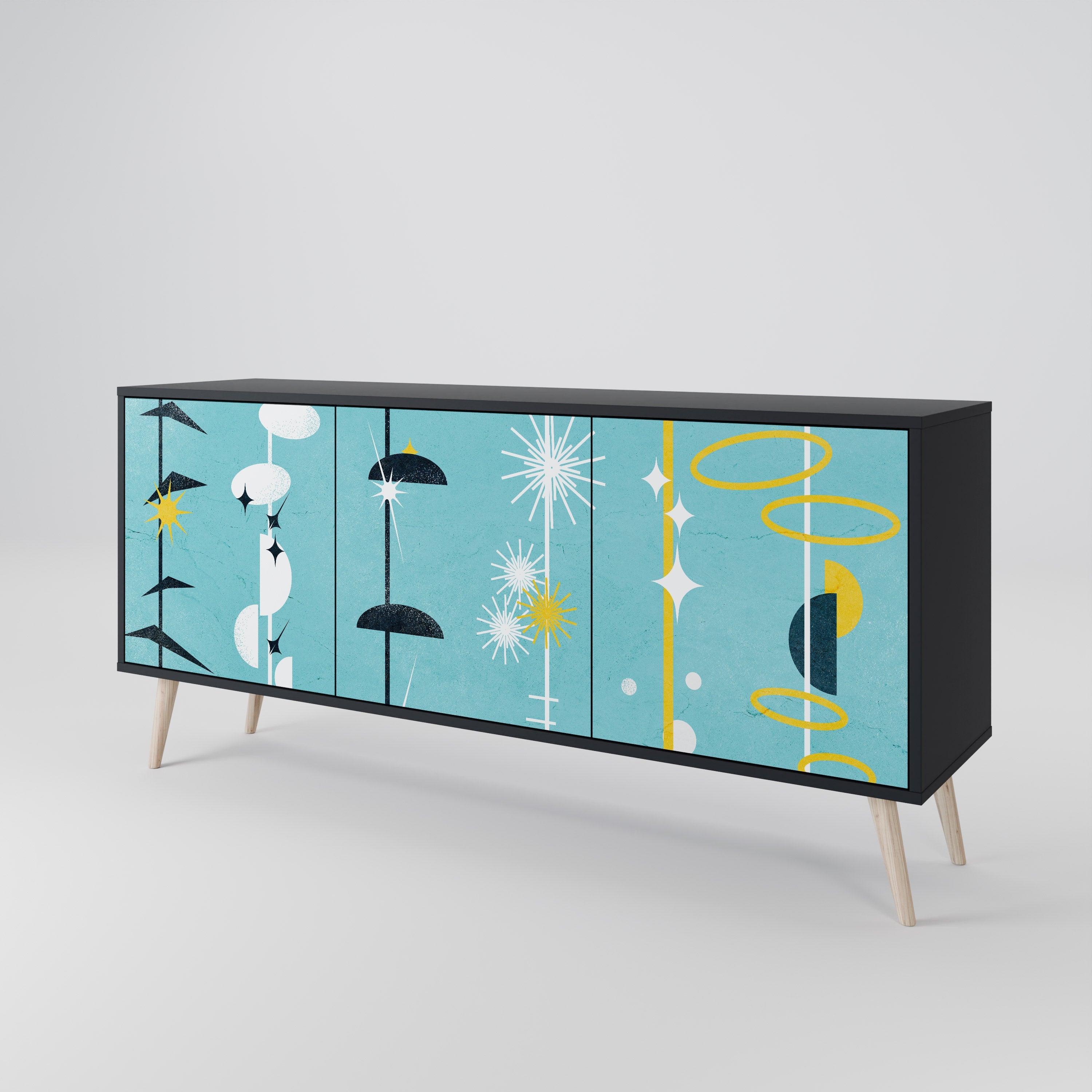 PATHS TO HAPPINESS 3-türiges Sideboard in Schwarz