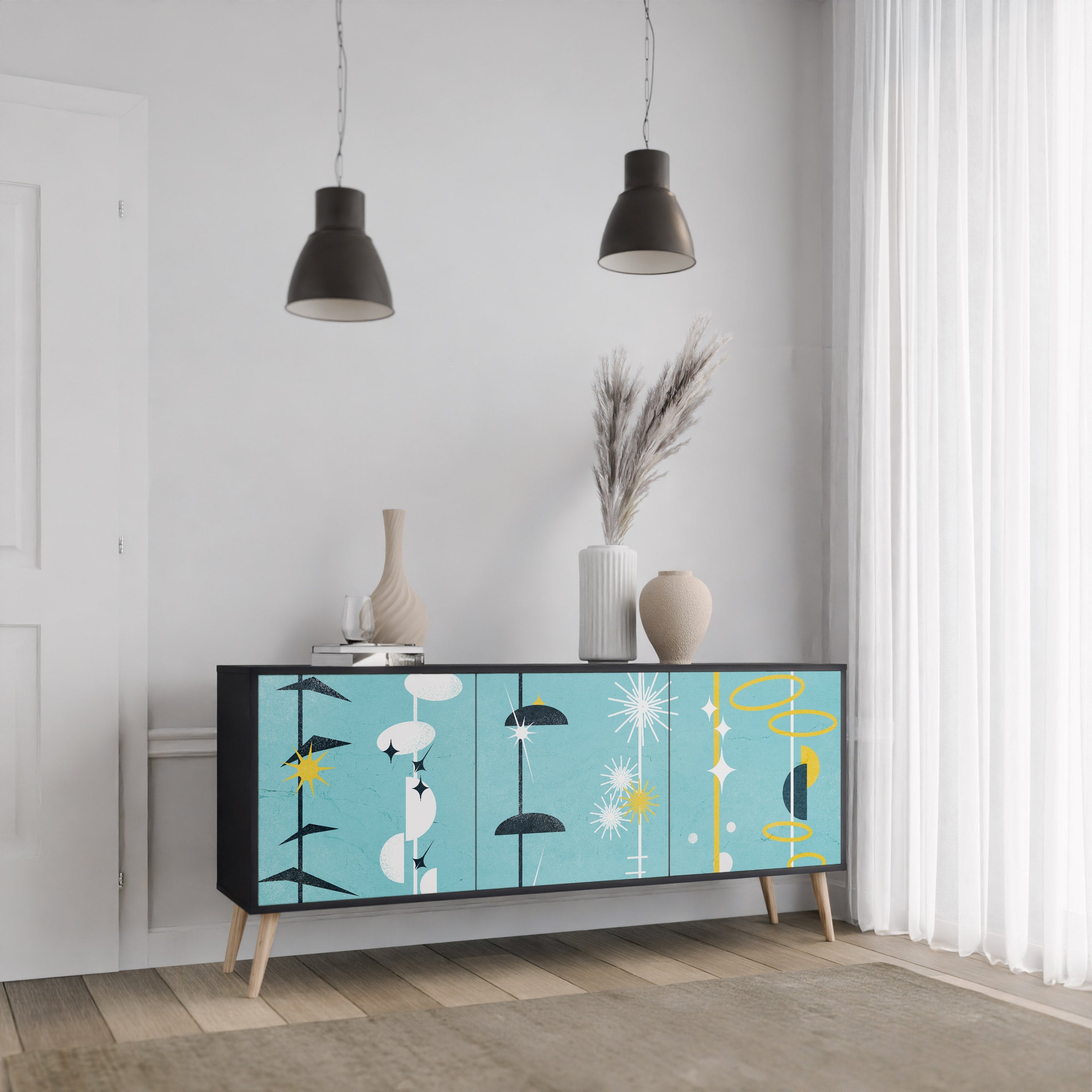 PATHS TO HAPPINESS 3-türiges Sideboard in Schwarz