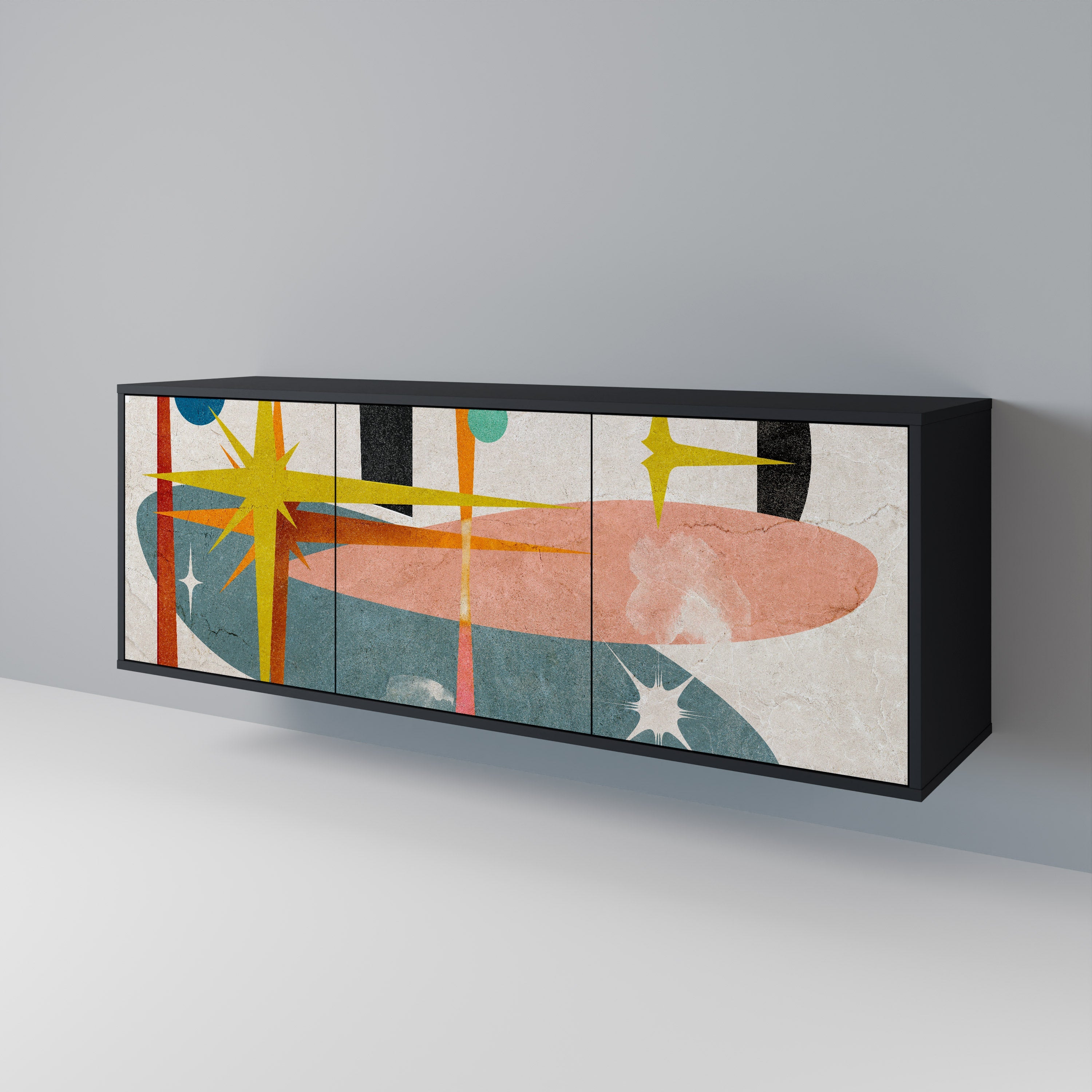 INTERSTELLAR VIBES 3-türiges Sideboard in Schwarz