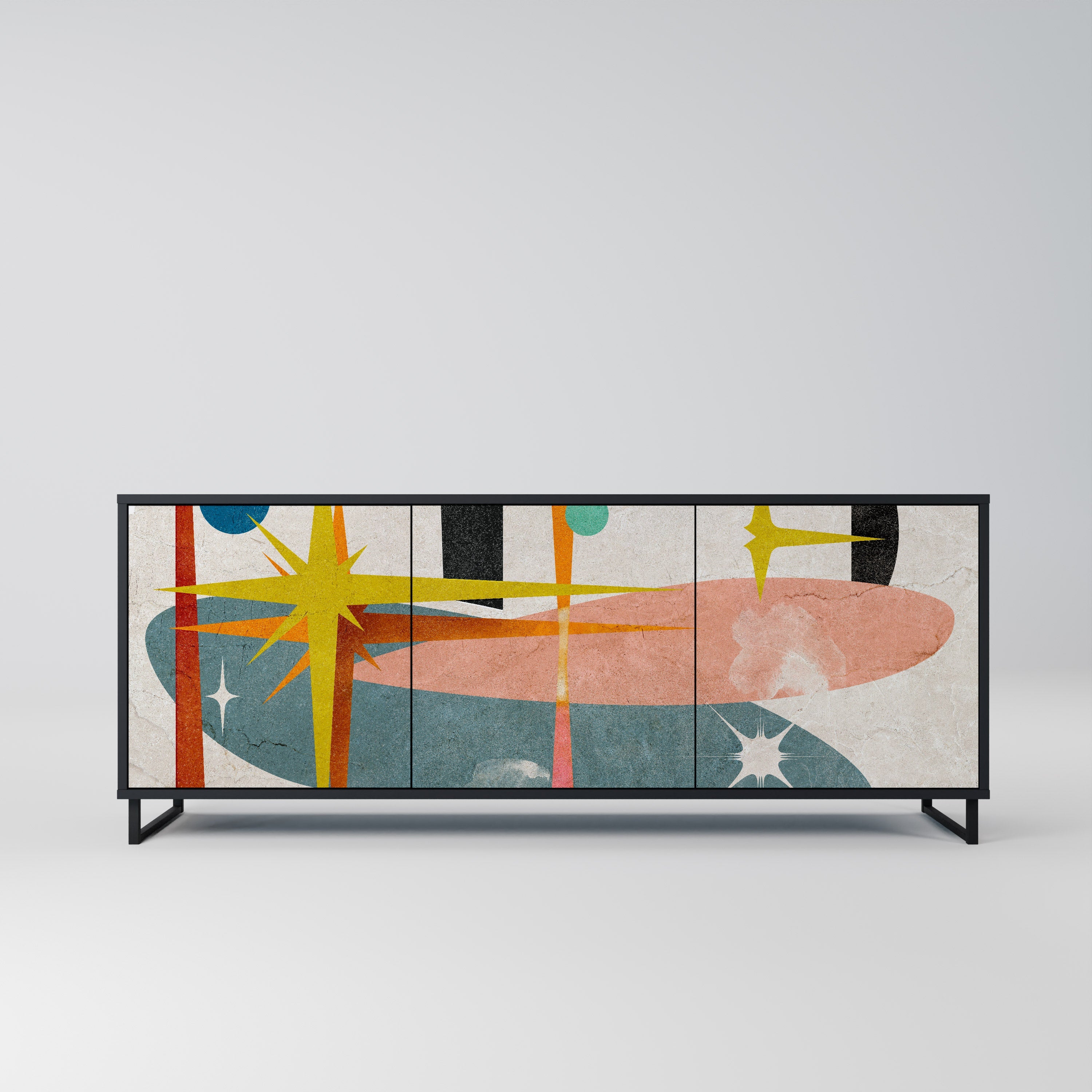 INTERSTELLAR VIBES 3-türiges Sideboard in Schwarz