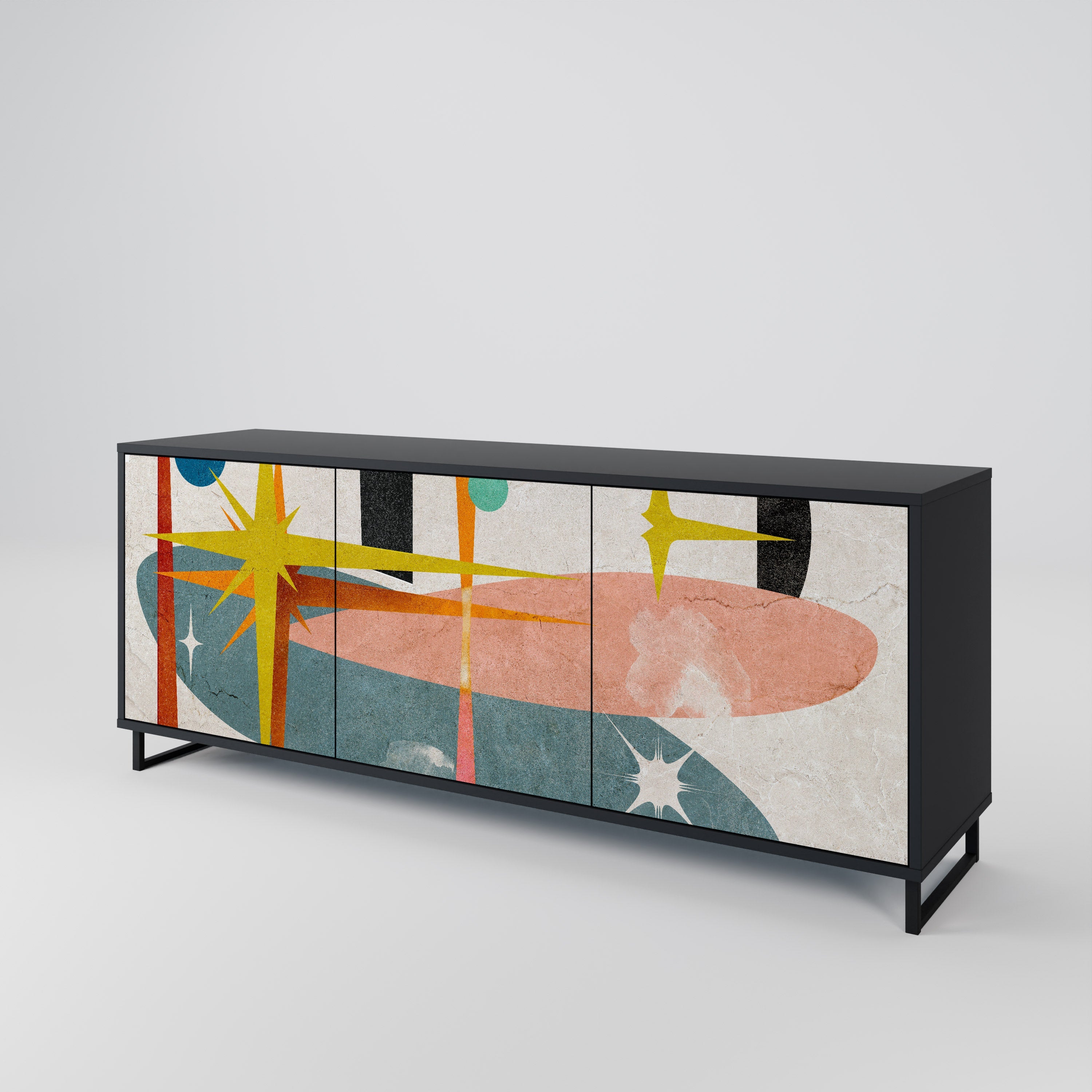 INTERSTELLAR VIBES 3-türiges Sideboard in Schwarz