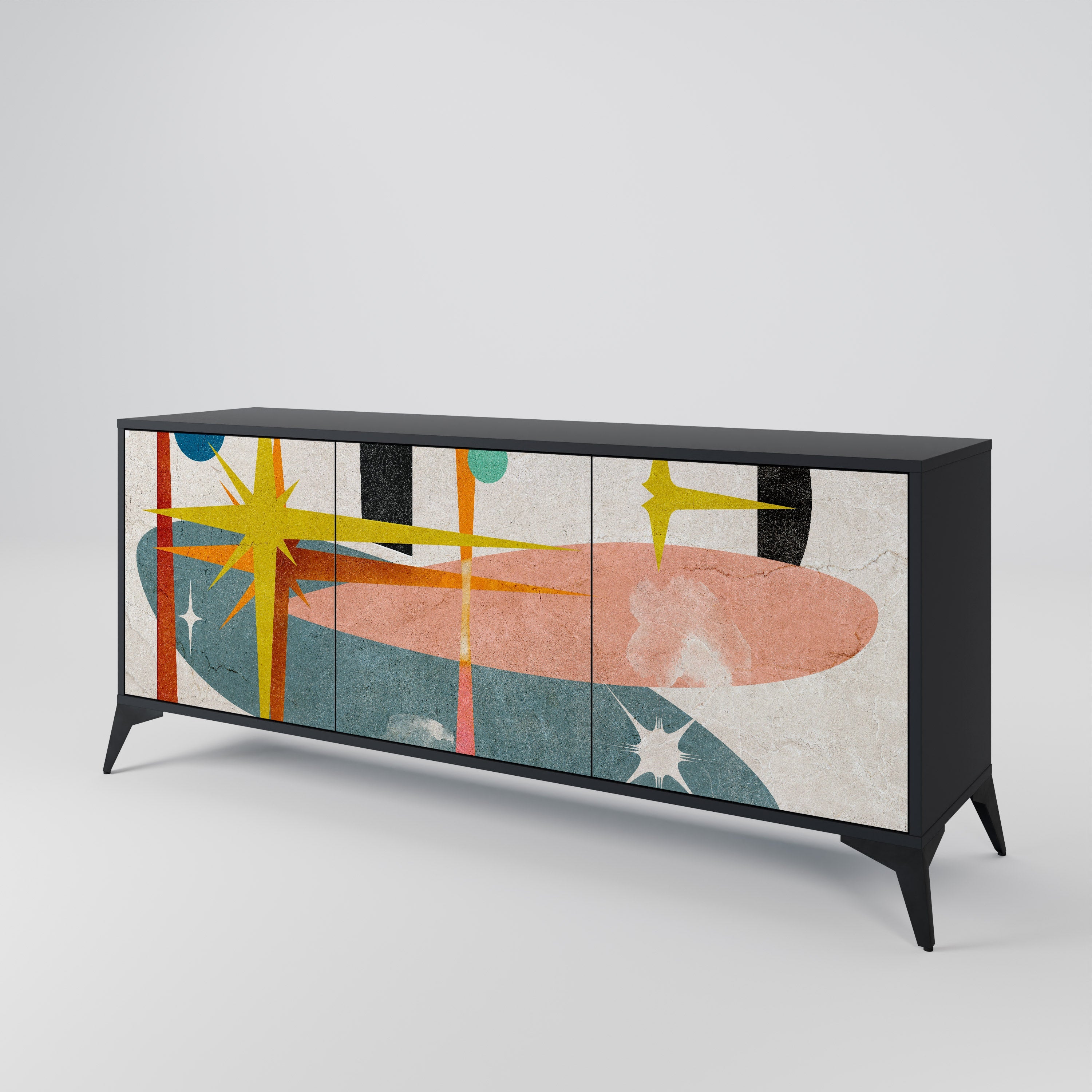 INTERSTELLAR VIBES 3-türiges Sideboard in Schwarz