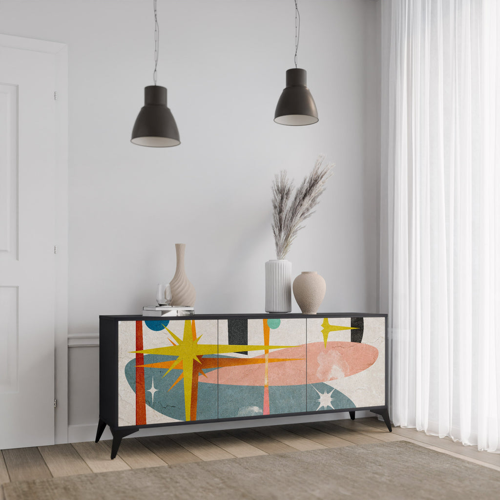 INTERSTELLAR VIBES 3-türiges Sideboard in Schwarz