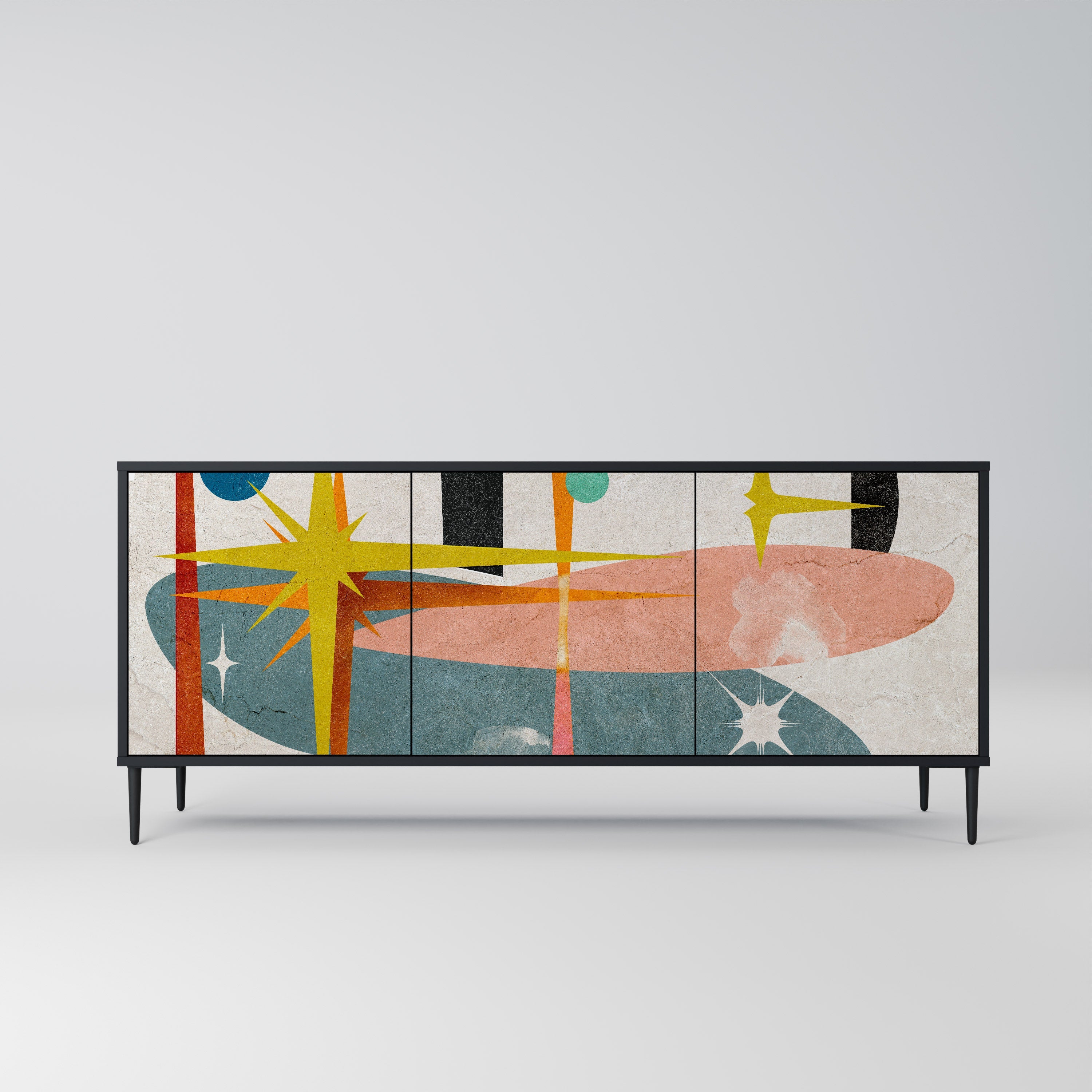 INTERSTELLAR VIBES 3-türiges Sideboard in Schwarz