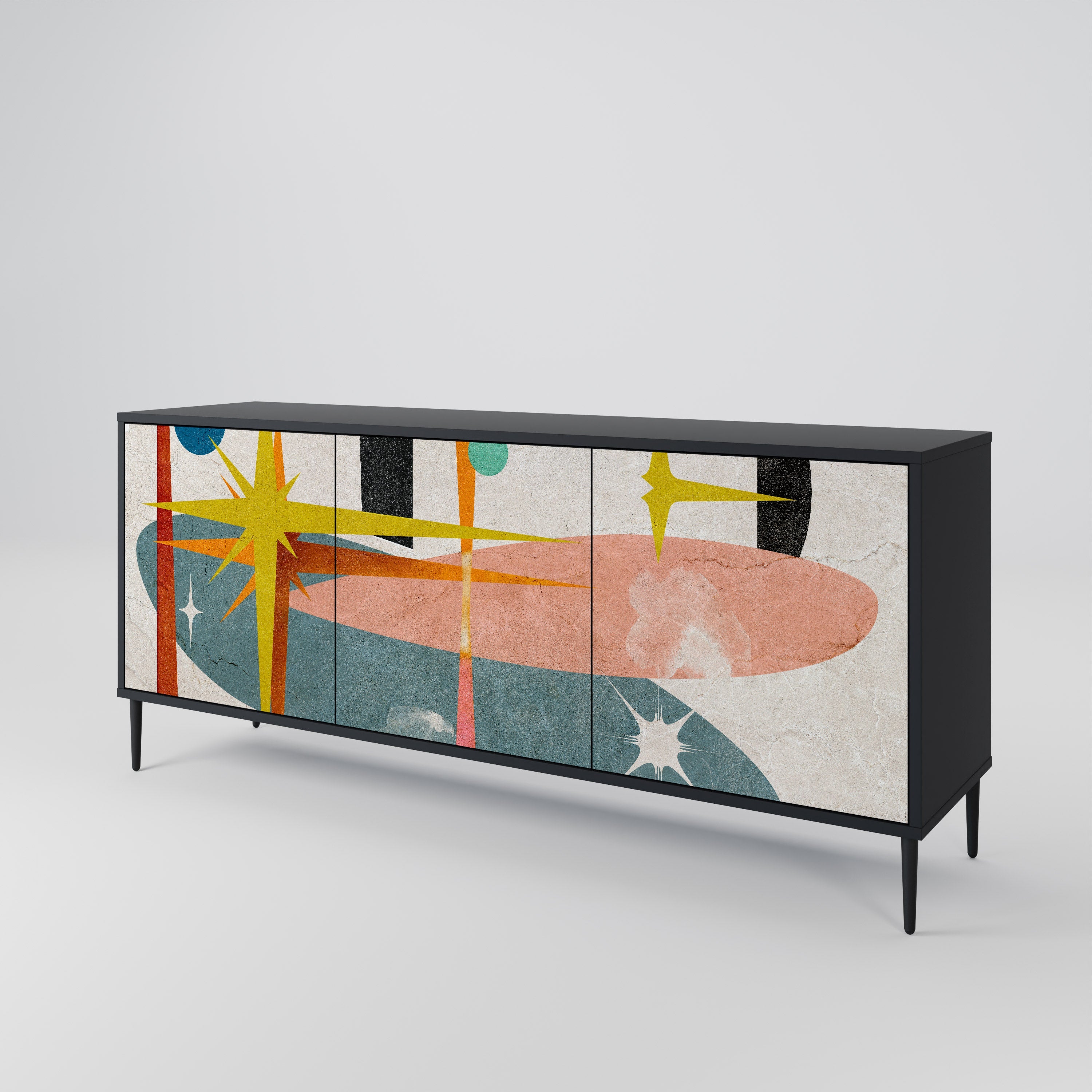 INTERSTELLAR VIBES 3-türiges Sideboard in Schwarz