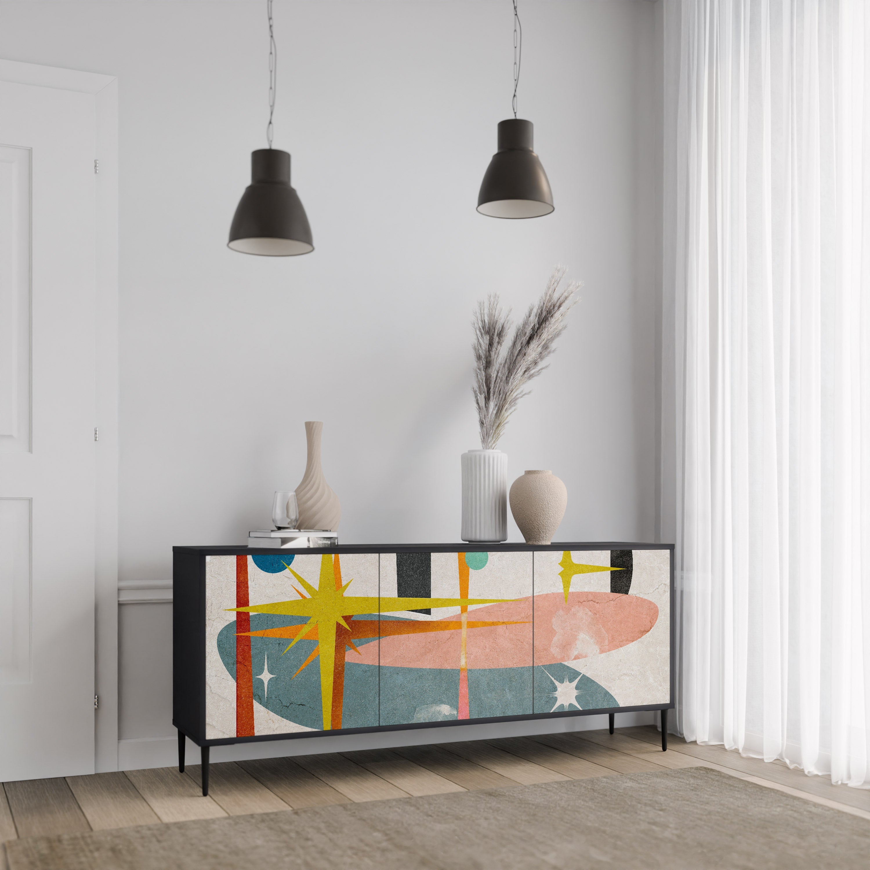 INTERSTELLAR VIBES 3-türiges Sideboard in Schwarz