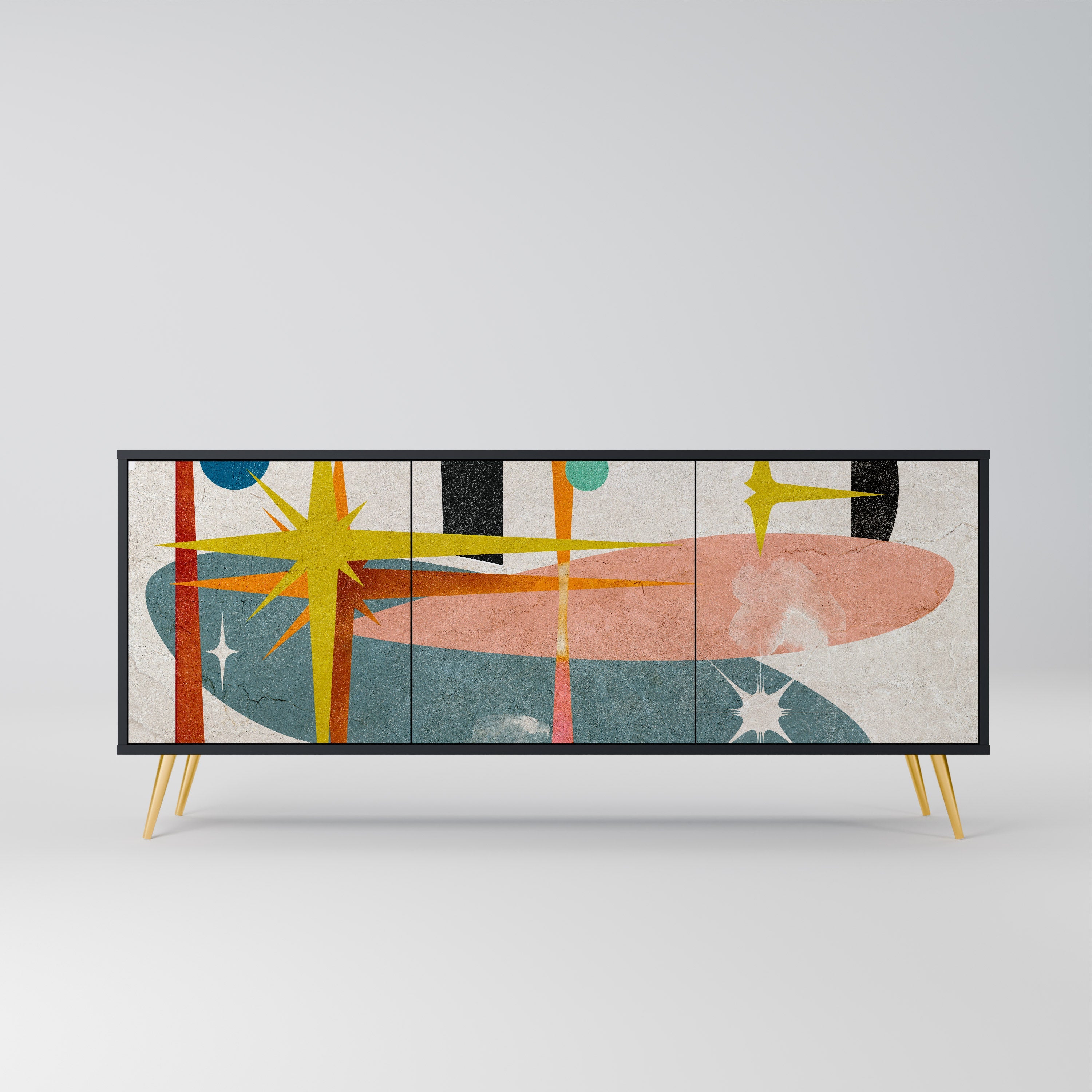 INTERSTELLAR VIBES 3-türiges Sideboard in Schwarz