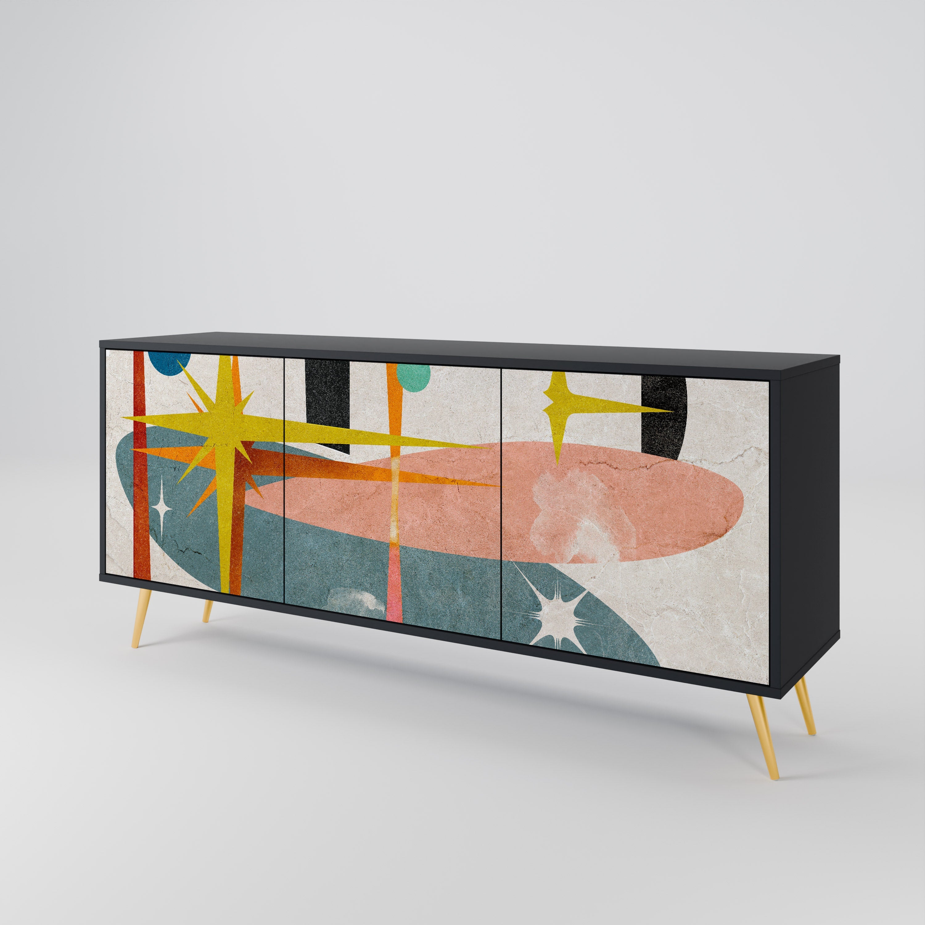 INTERSTELLAR VIBES 3-türiges Sideboard in Schwarz