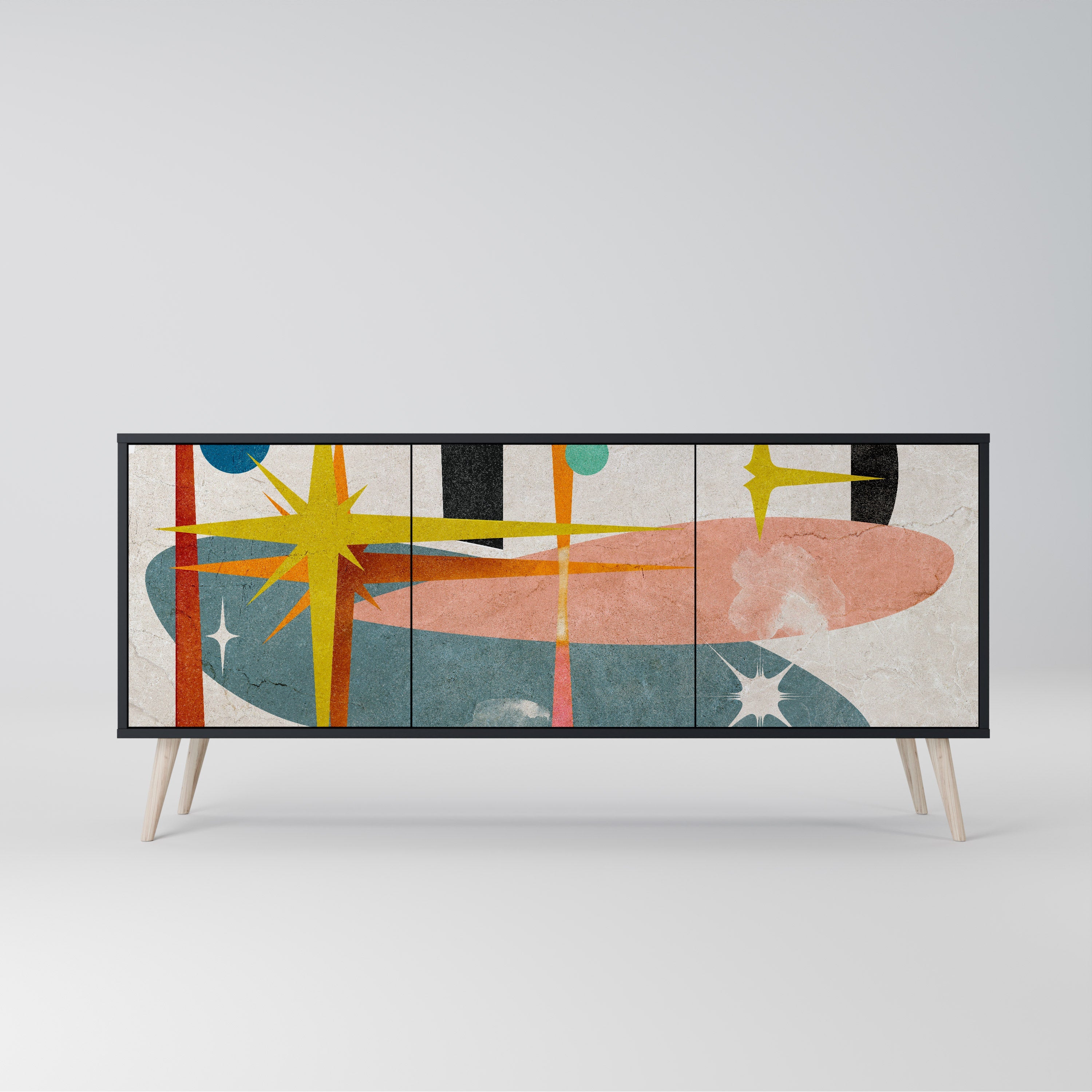 INTERSTELLAR VIBES 3-türiges Sideboard in Schwarz