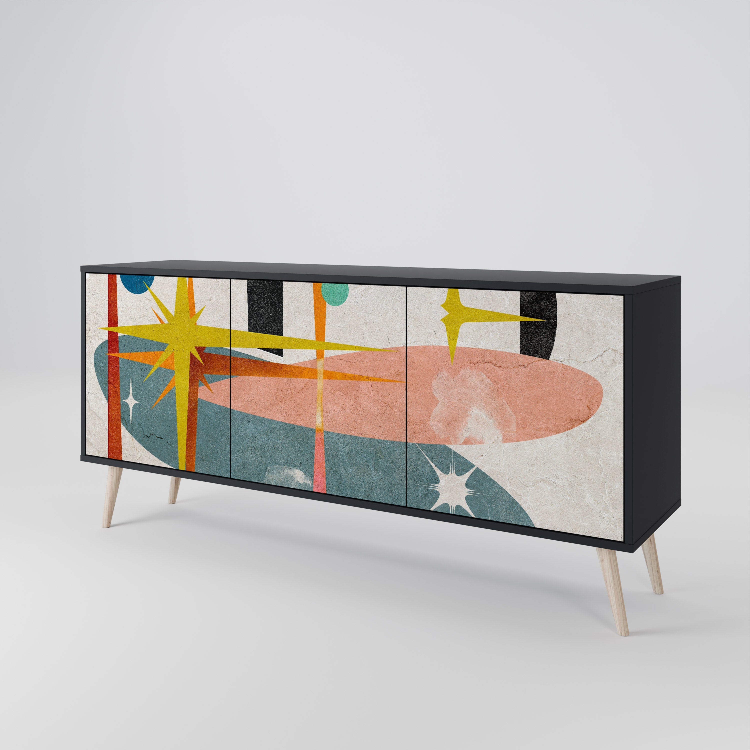 INTERSTELLAR VIBES 3-türiges Sideboard in Schwarz