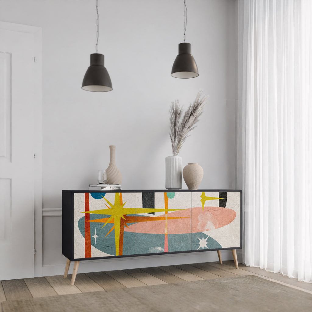 INTERSTELLAR VIBES 3-türiges Sideboard in Schwarz