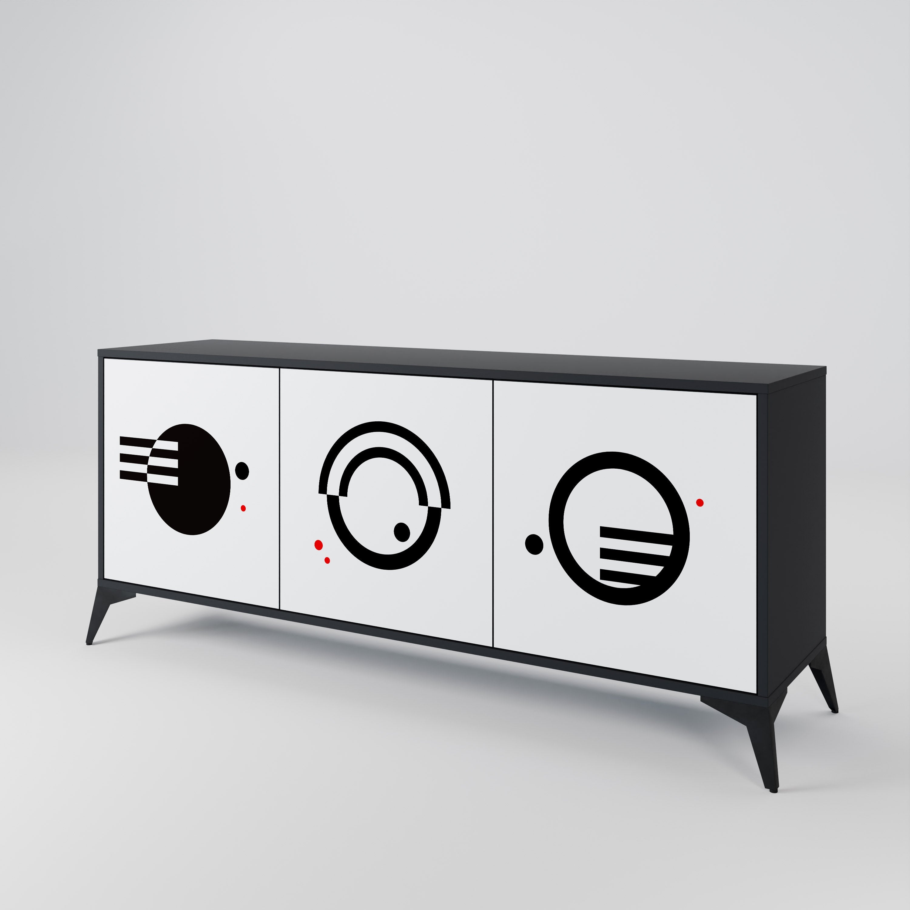 SCHWARZ-WEISS-KOMBINATION 3-türiges Sideboard in schwarzem Finish