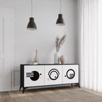 BLACK AND WHITE COMBINATION 3-Door Sideboard in Black Finish