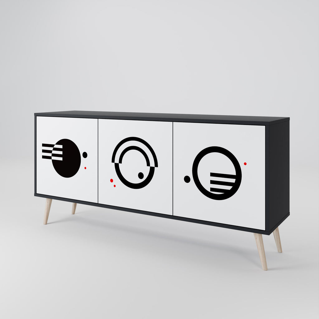 SCHWARZ-WEISS-KOMBINATION 3-türiges Sideboard in schwarzem Finish