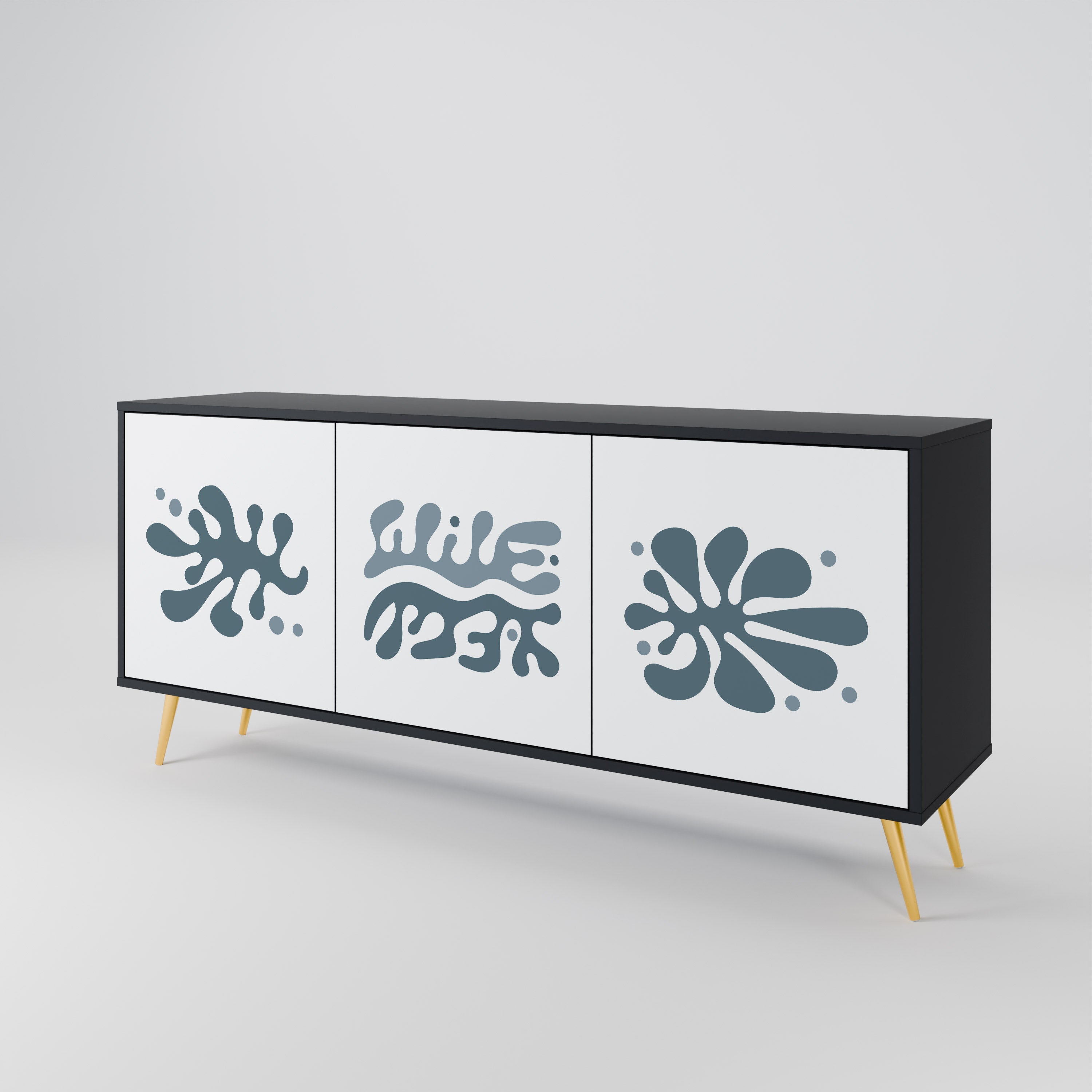 WONDERLAND VEGETATION 3-türiges Sideboard in Schwarz