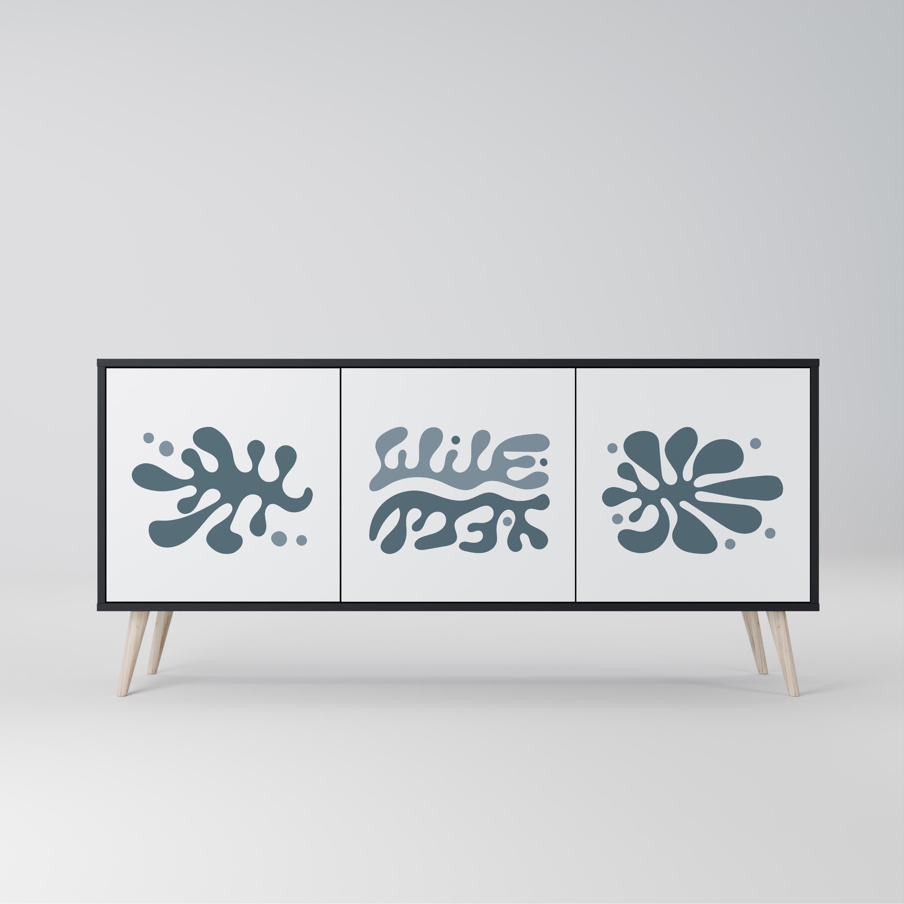 WONDERLAND VEGETATION 3-türiges Sideboard in Schwarz