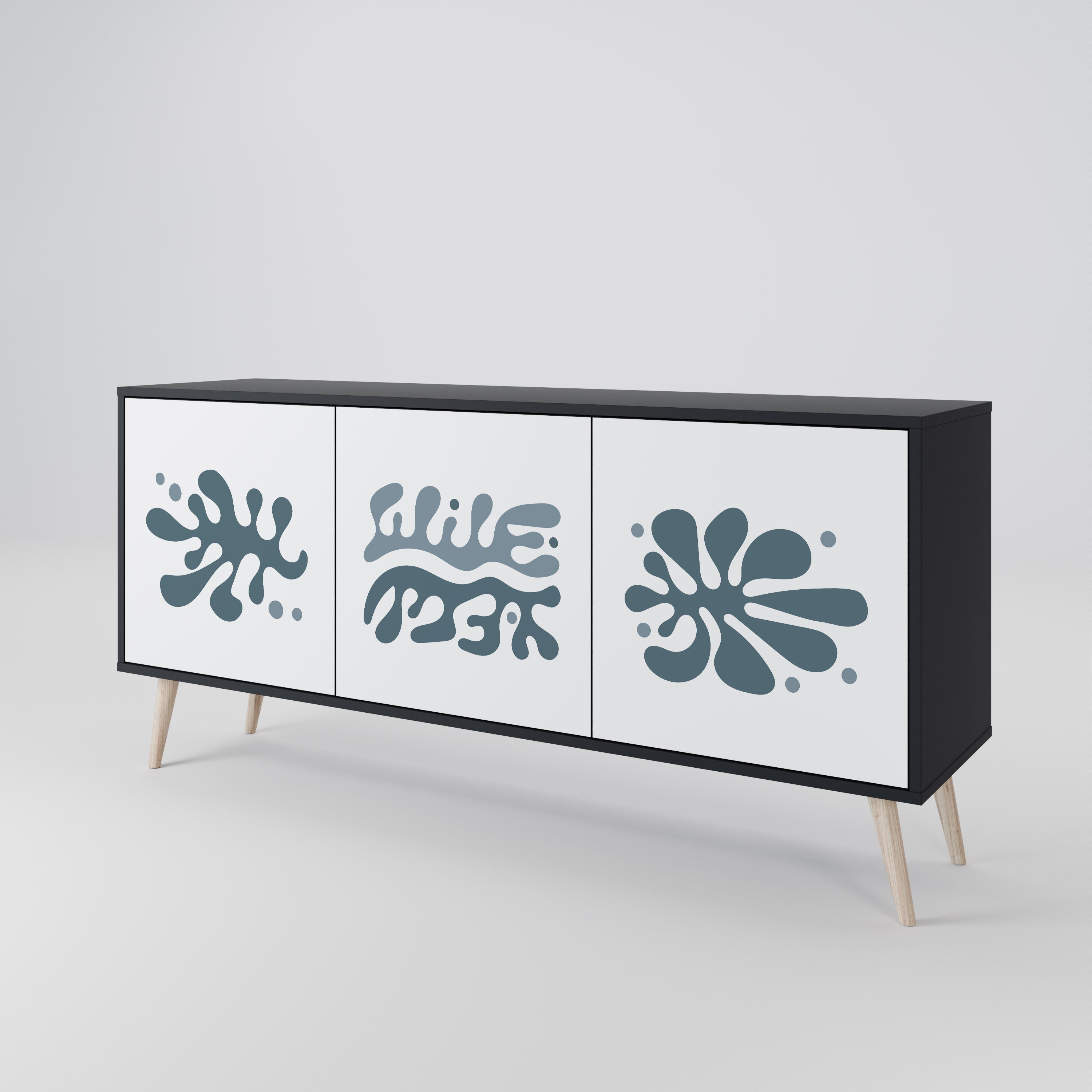 WONDERLAND VEGETATION 3-türiges Sideboard in Schwarz