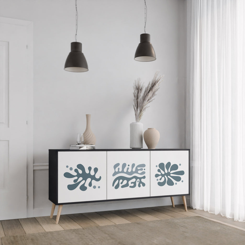 WONDERLAND VEGETATION 3-türiges Sideboard in Schwarz